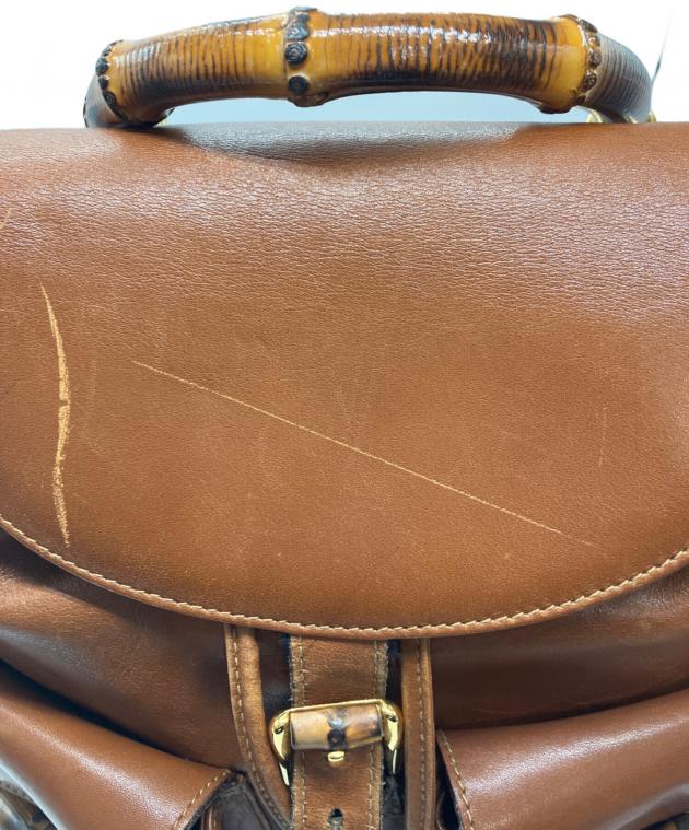 中古・古着通販】GUCCI (グッチ) バンブーハンドルレザーリュック