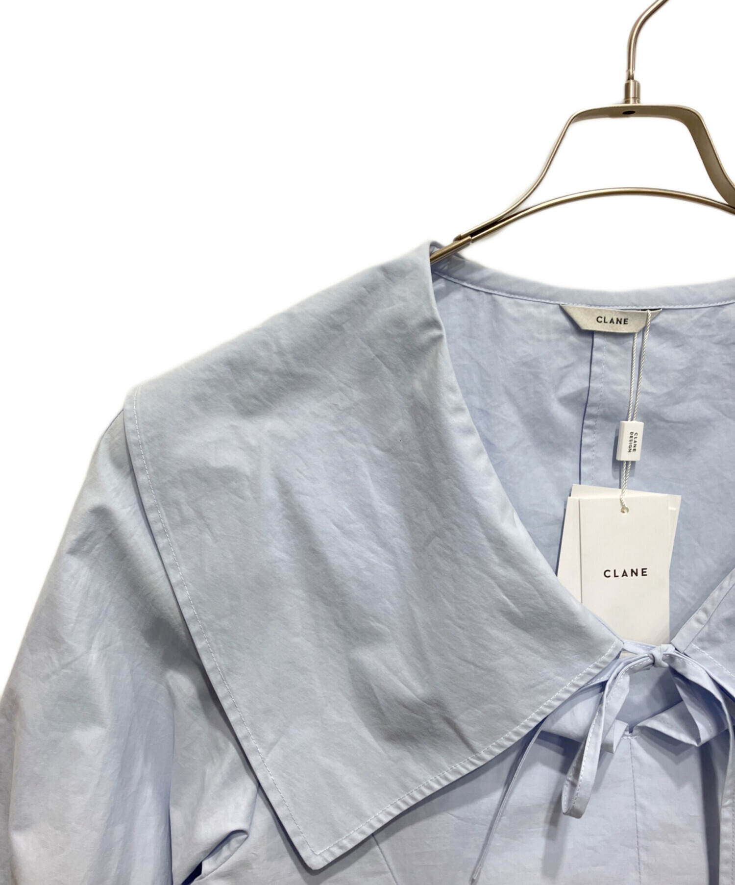 中古・古着通販】CLANE (クラネ) BIG COLLAR DRAWSTRING BLOUSE ライト