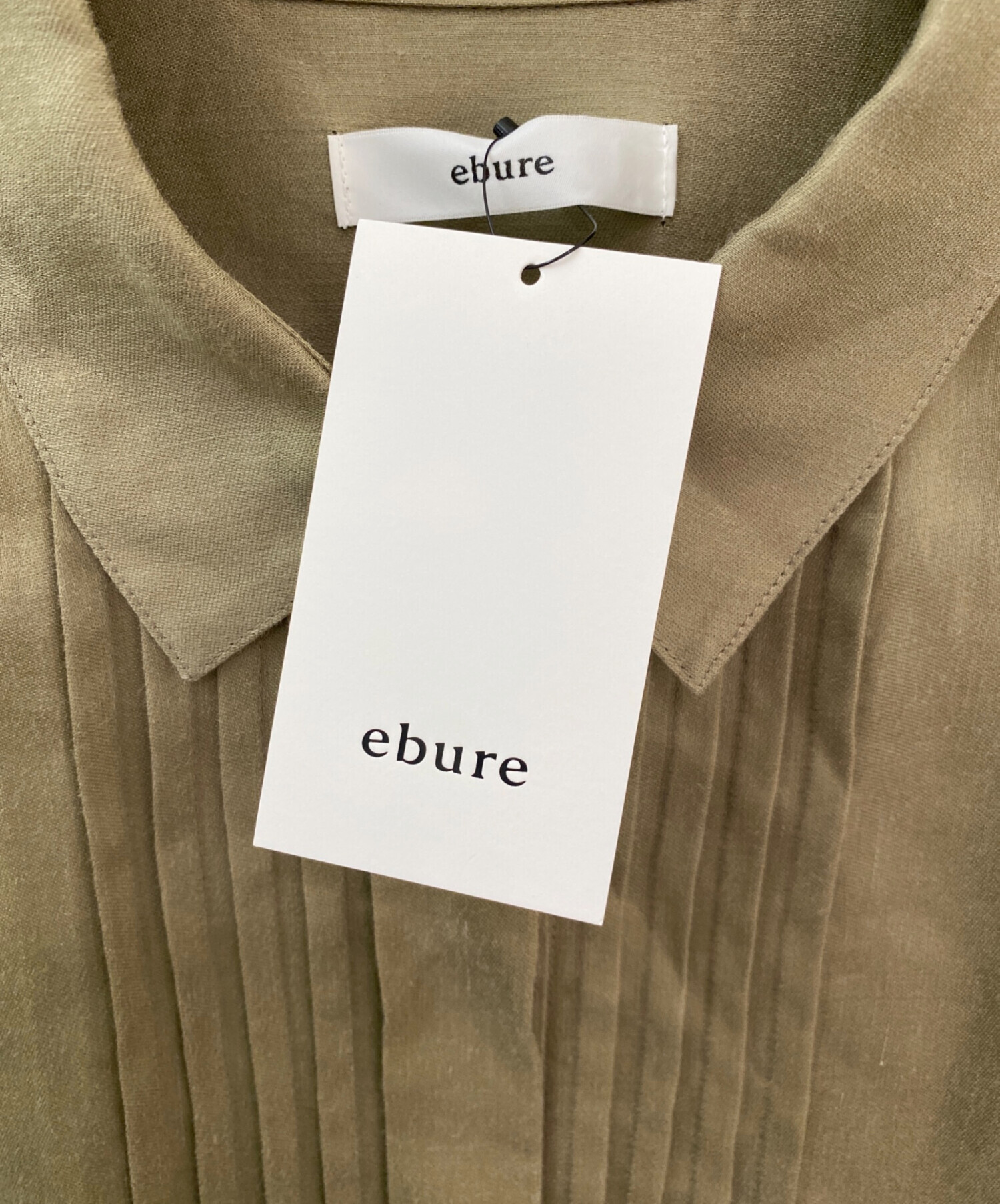 ebure シャツワンピース カーキ半袖　38 中古・古着通販】ebure (エブール) ラミーサテン シャツワンピース