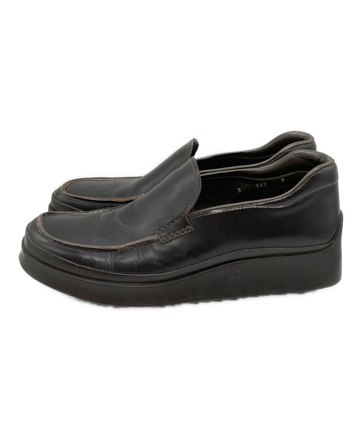 PRADA 黒 スクエアローファー 中古・古着通販】PRADA (プラダ) スクエアローファー ブラウン サイズ