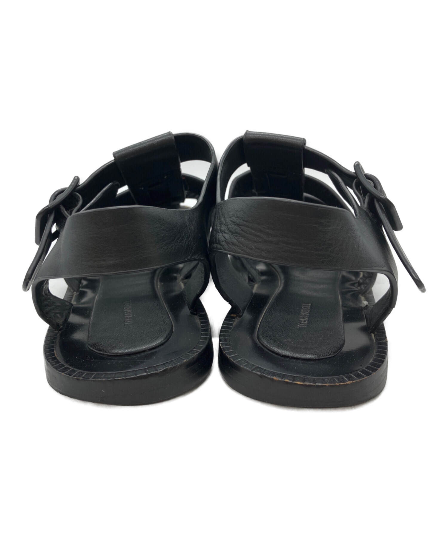todayful ブラック サンダル38 中古・古着通販】TODAYFUL (トゥデイフル) レザーグルカサンダル