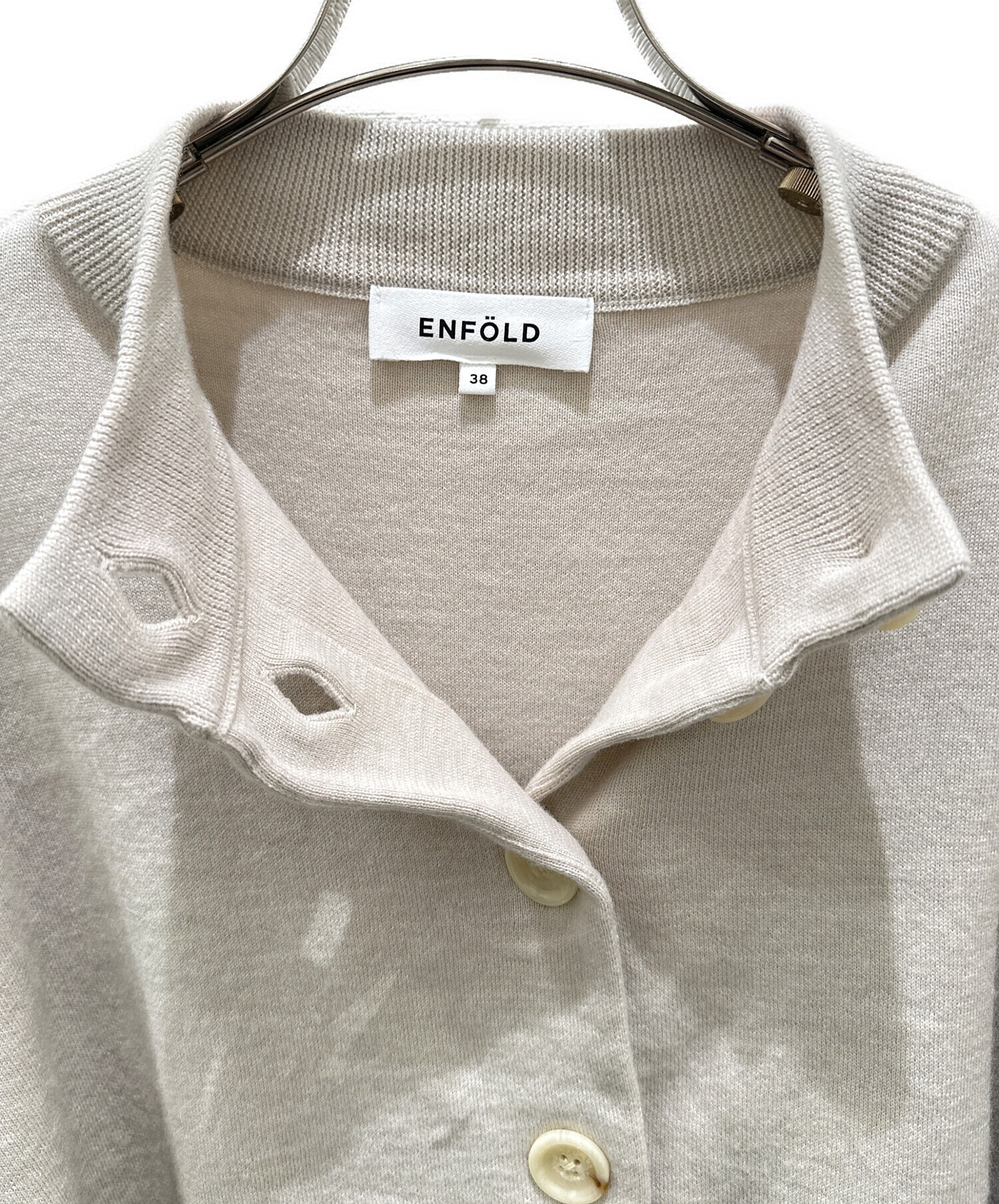 中古・古着通販】ENFOLD (エンフォルド) HIGH-NECK CARDIGAN ベージュ