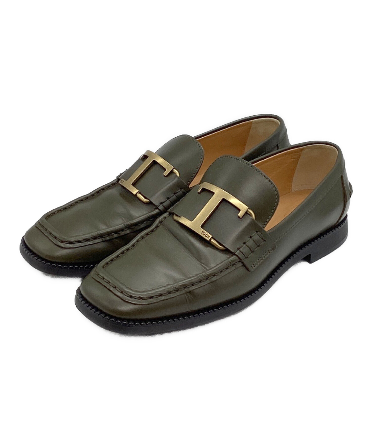 TOD'S ドライビングローファー オリーブグリーンエナメル革 中古・古着通販】TOD'S (トッズ) Tタイムレス レザーローファー