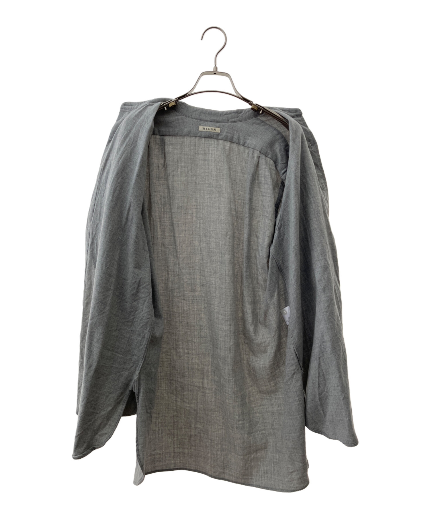 売り切り！HEUGN ユーゲン バンドカラーシャツ SHIRT サイズ1 中古・古着通販】HEUGN (ユーゲン) ロブバンドカラーシャツ グレー