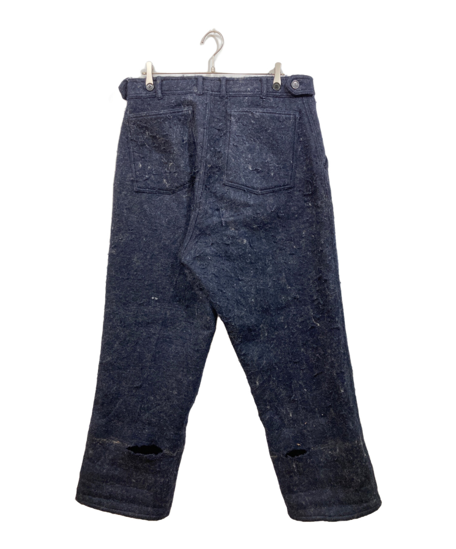 コムデギャルソンオム ウールギャバパンツ ダークネイビー ウール