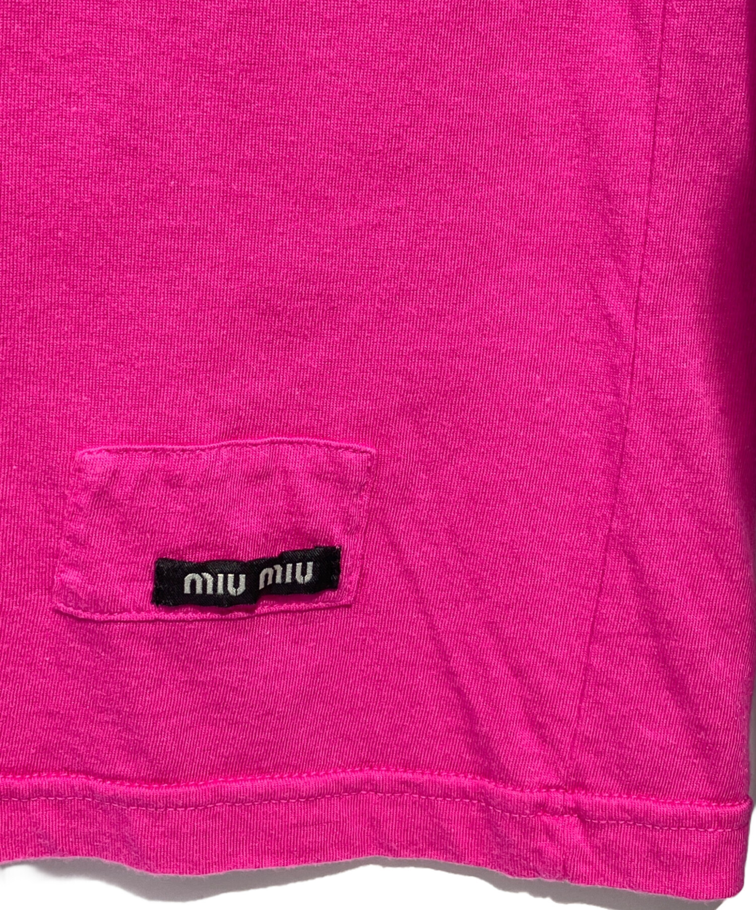 最終値下げ　正規品　miumiu ミュウミュウ　ピンク　襟　パープル　ワンピース 中古・古着通販】MIU MIU (ミュウミュウ) ロゴTシャツワンピース
