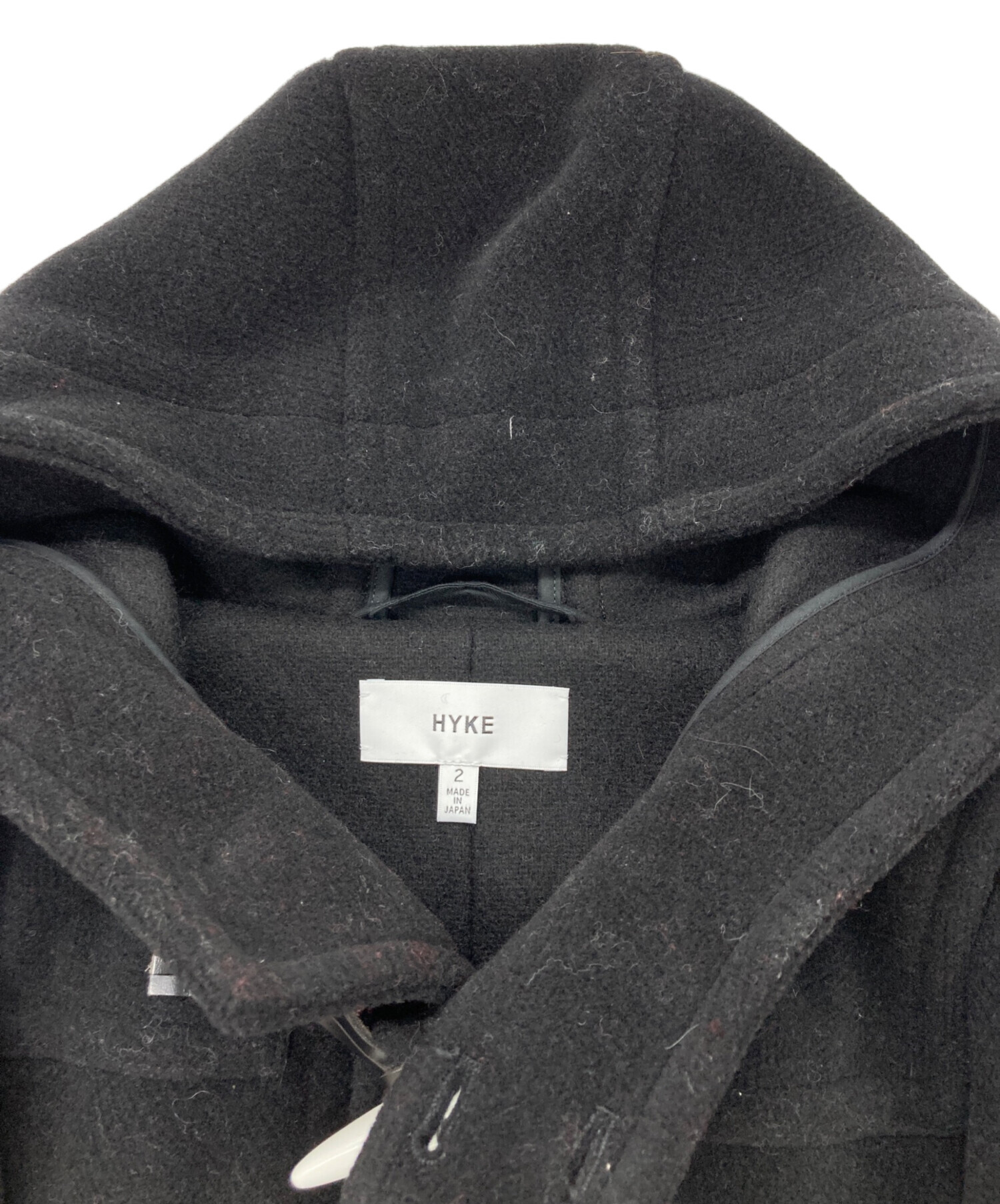 中古・古着通販】HYKE (ハイク) ロングダッフルコート ブラック サイズ