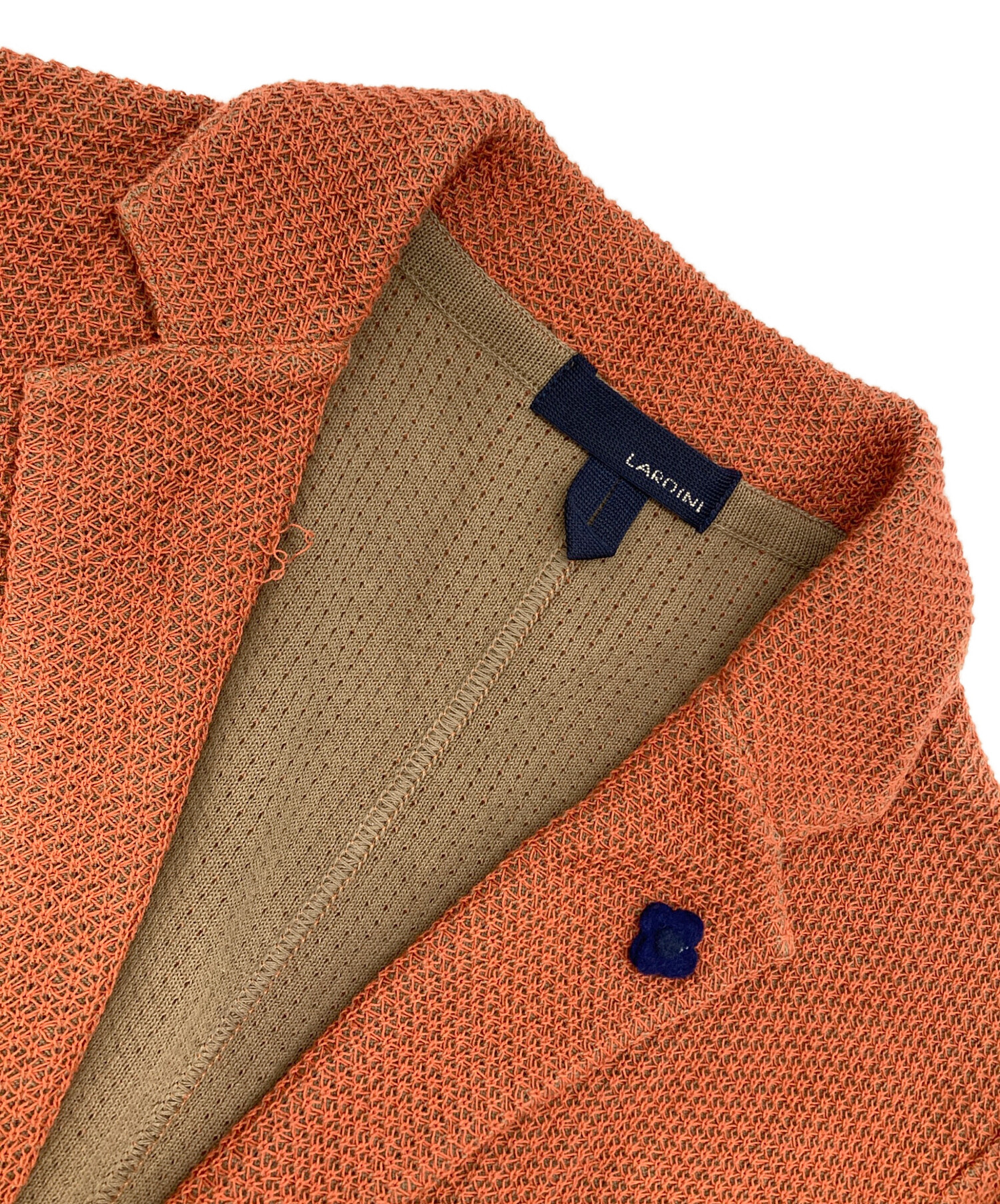 LARDINI オレンジ系　テーラードジャケット　イタリア製 中古・古着通販】LARDINI (ラルディーニ) 織柄ニットジャケット