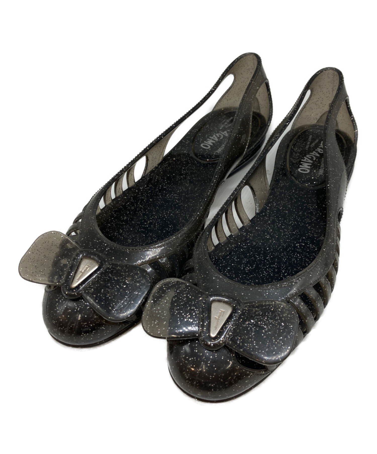 【美品】サルヴァトーレ フェラガモ ラバーシューズ 6 ブラック ヴァラ リボン 中古・古着通販】Salvatore Ferragamo (サルヴァトーレ フェラガモ