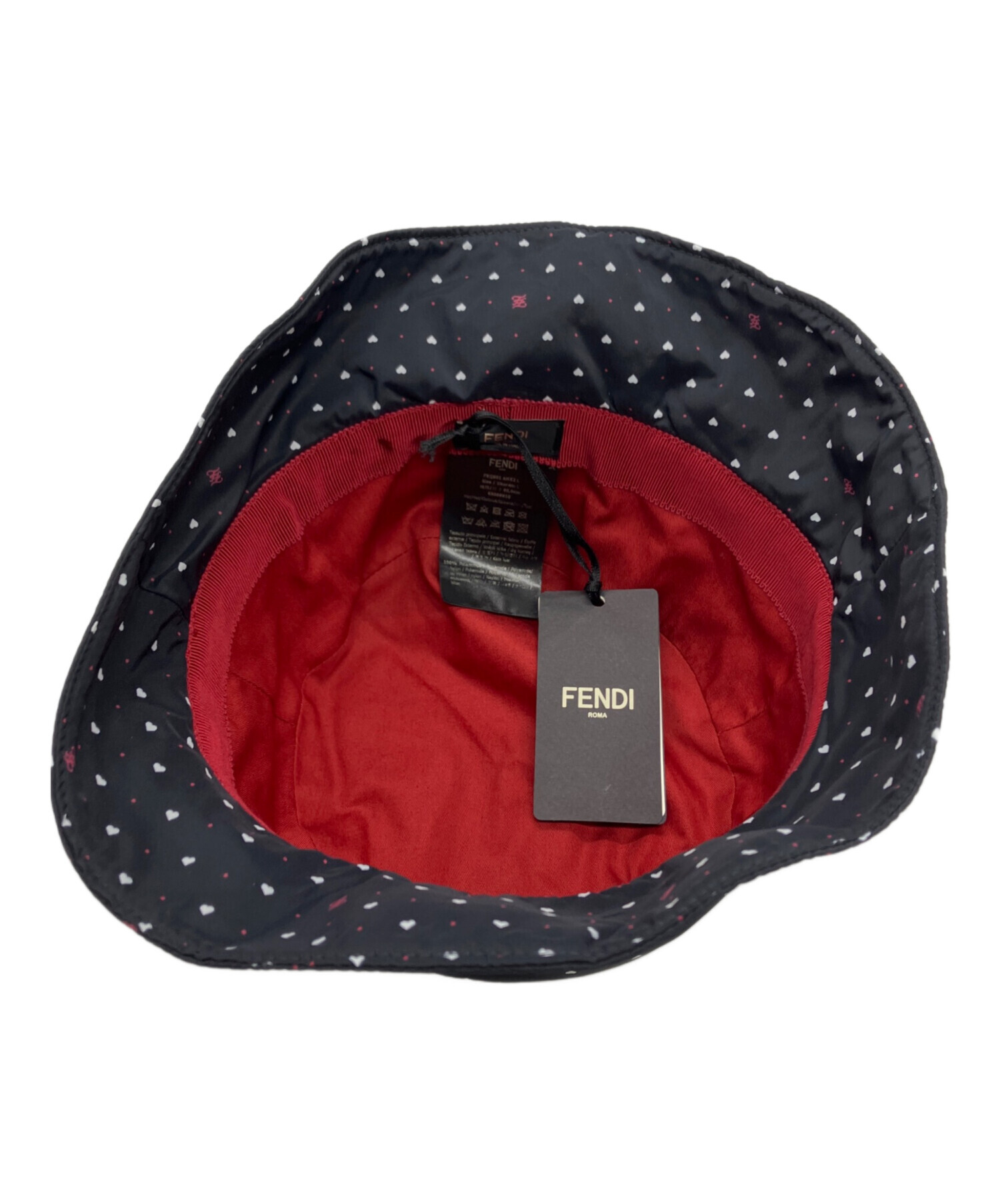 fendiバケットハット ネイビー ブラック ロゴパターン 中古・古着通販】FENDI (フェンディ) ナイロンバケットハット ブラック