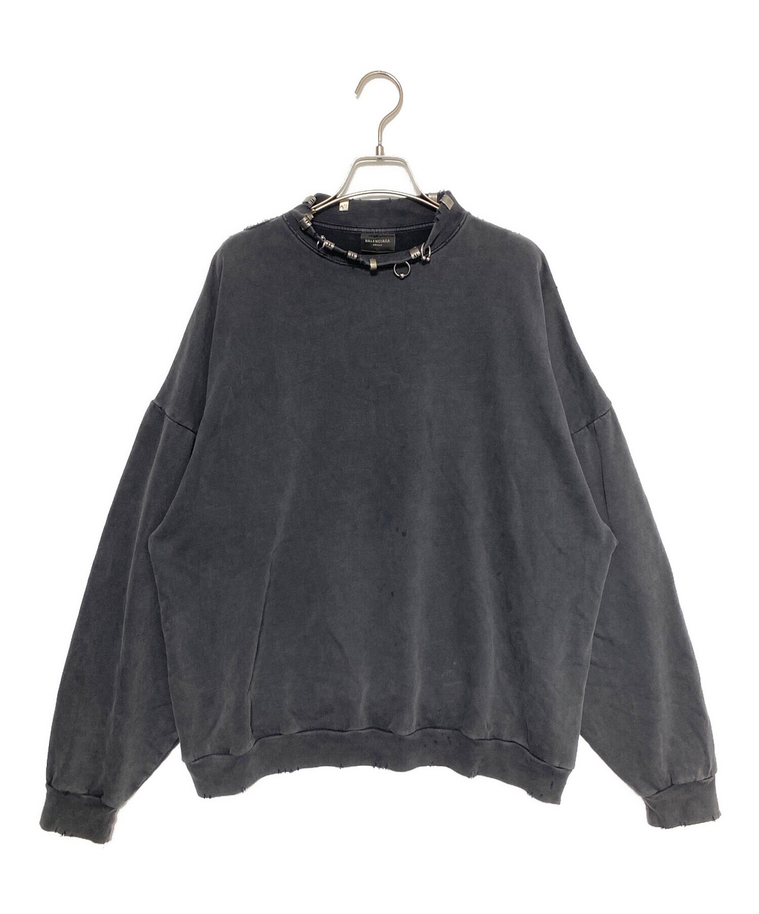 中古・古着通販】BALENCIAGA (バレンシアガ) PIERCED ROUND SWEATSHIRT 