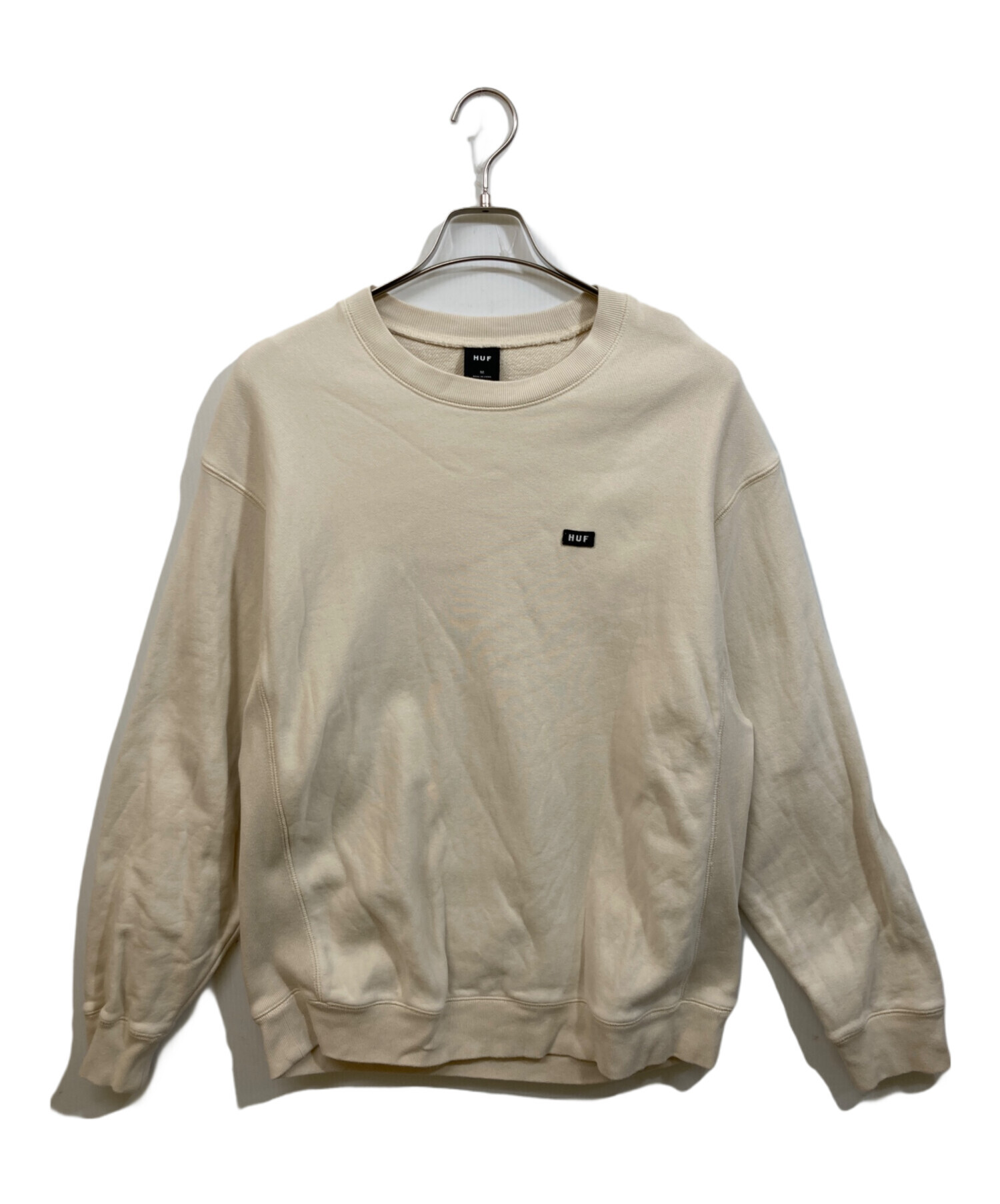 中古・古着通販】HUF (ハフ) ボックスロゴ刺繍スウェット アイボリー 