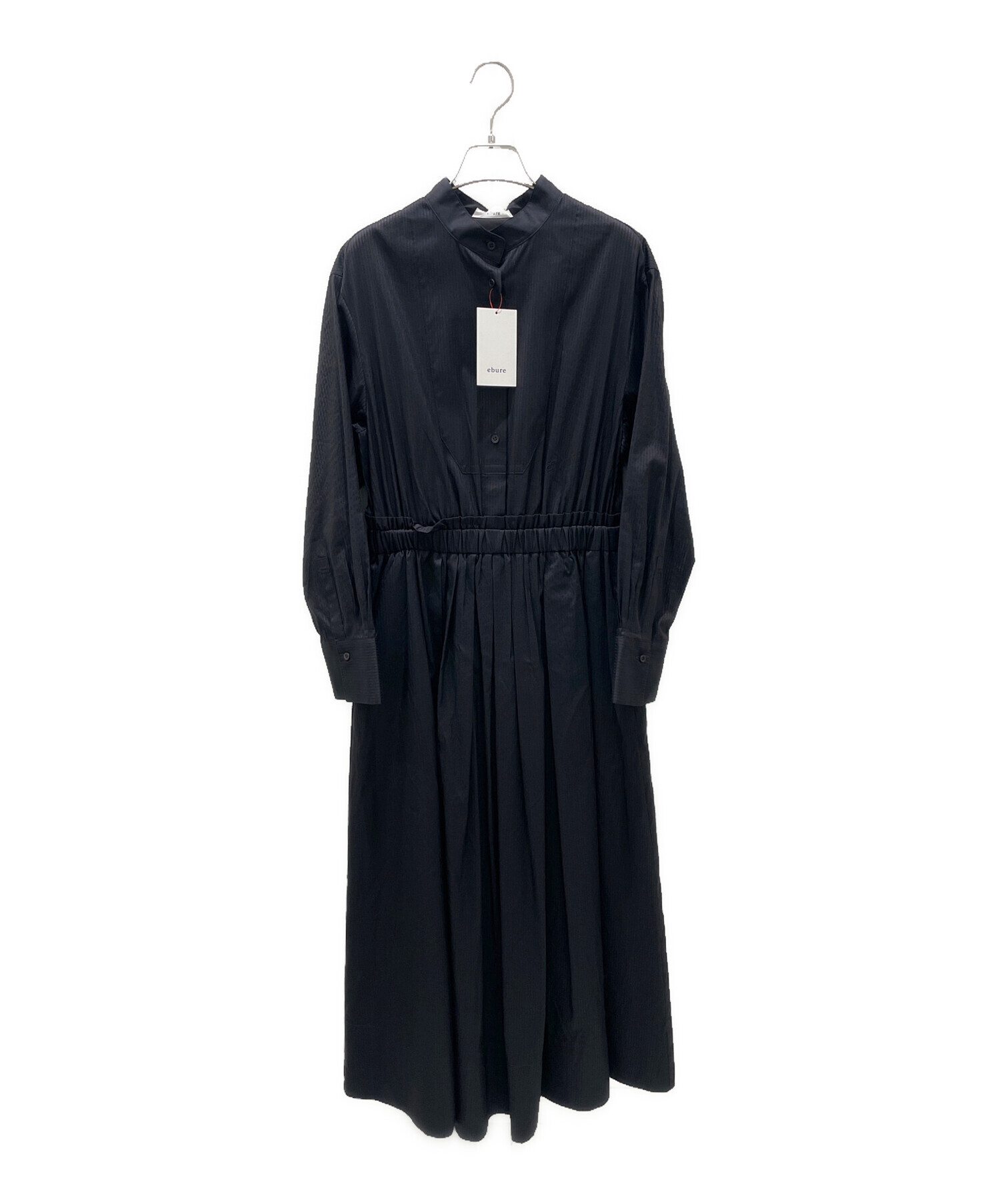 【ebure エブール】シルクコットンストライプ ベルテッド ワンピース 中古・古着通販】ebure (エブール) シルクコットンスルーストライプ