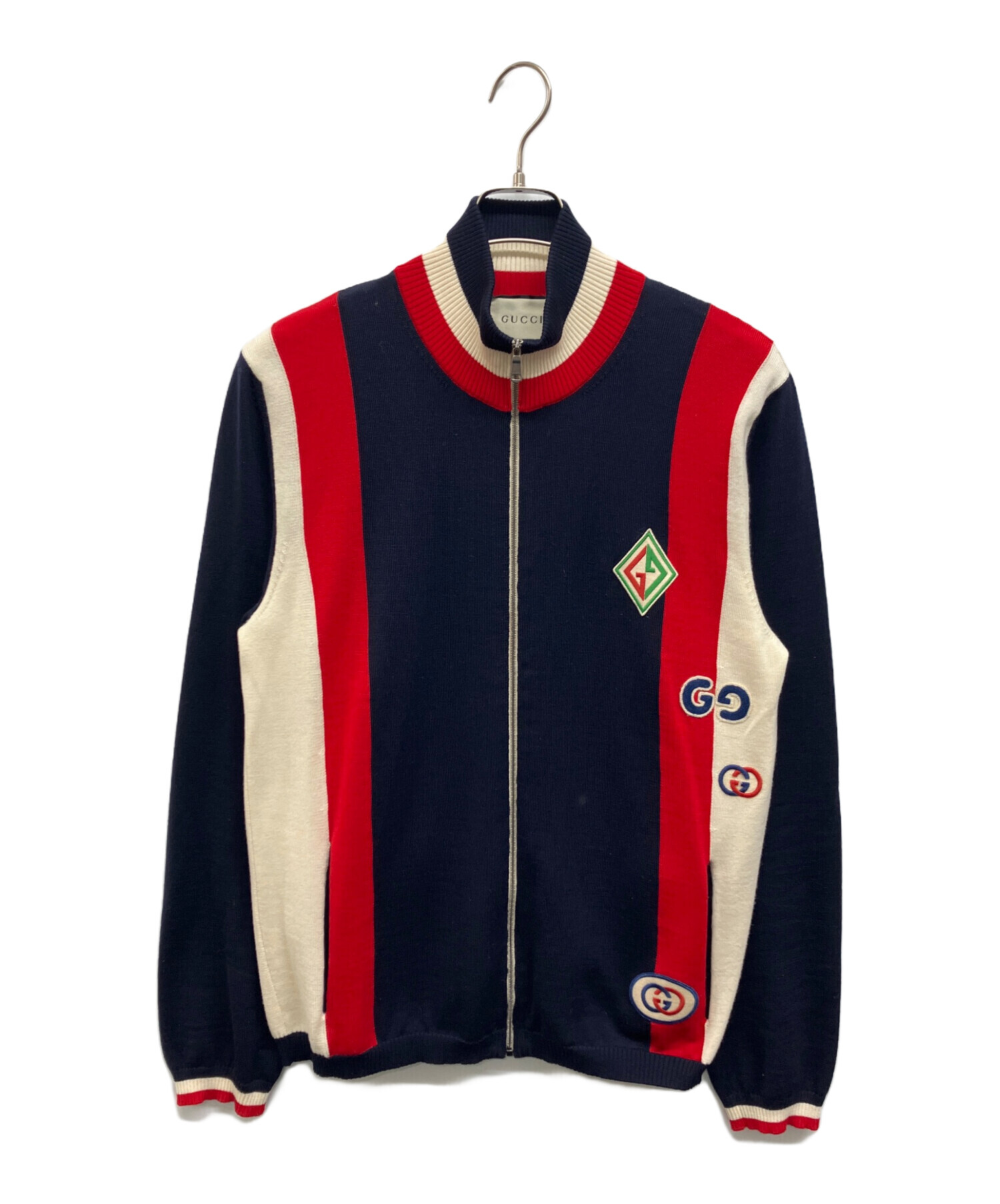 中古・古着通販】GUCCI (グッチ) ニットジャケット ネイビー サイズ:L