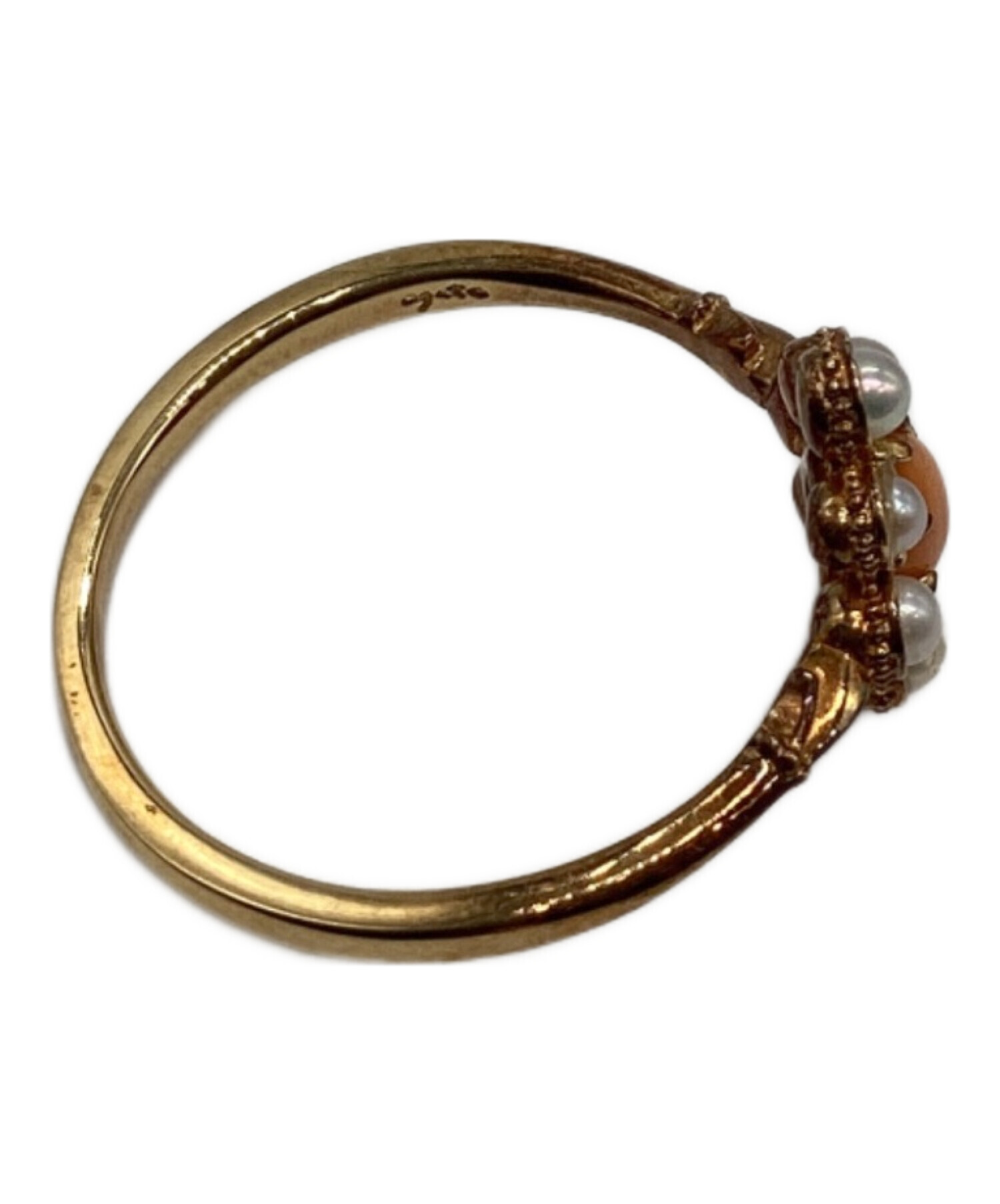 中古品【agete】K10パールリング☆サイズ11号☆ 中古・古着通販】agete (アガット) 珊瑚パールリング サイズ:11号