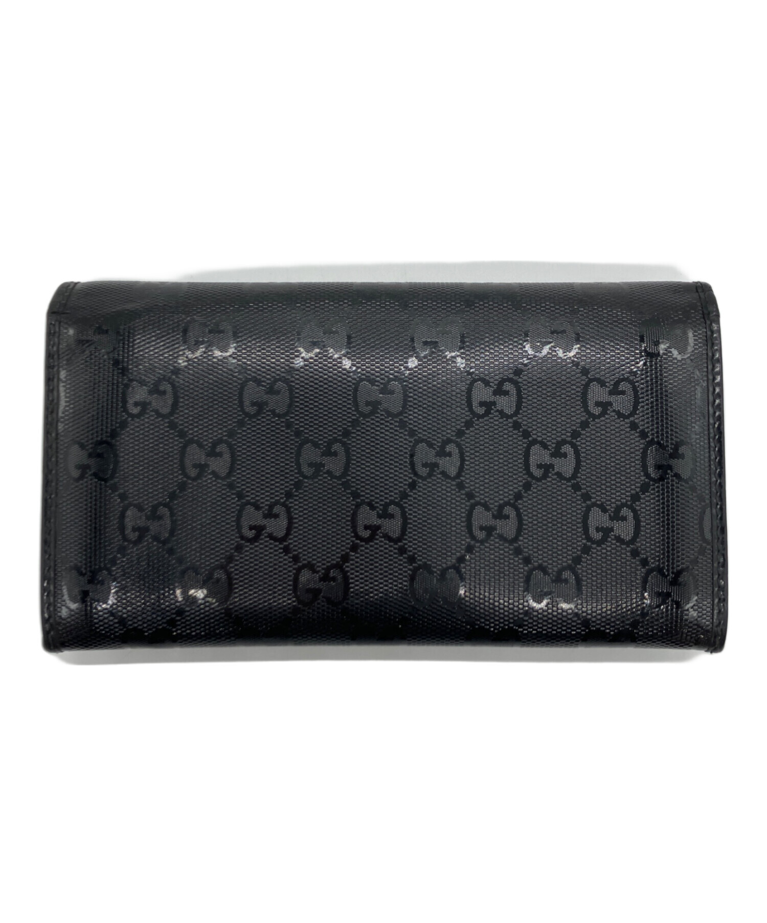 GUCCI インプリメ　長財布ブラックレザー 中古・古着通販】GUCCI (グッチ) GGインプリメ 長財布 ブラック