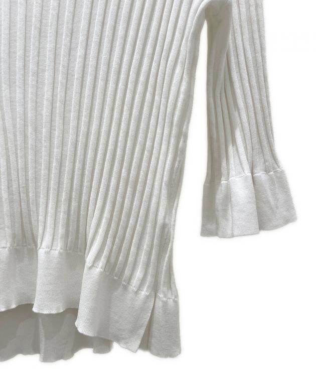 Drawer ドゥロワー 5Gあぜ編みフレアスリーブニット 白 定価79200円 Drawer ドゥロワー 5Gあぜ編みフレアスリーブニット 白