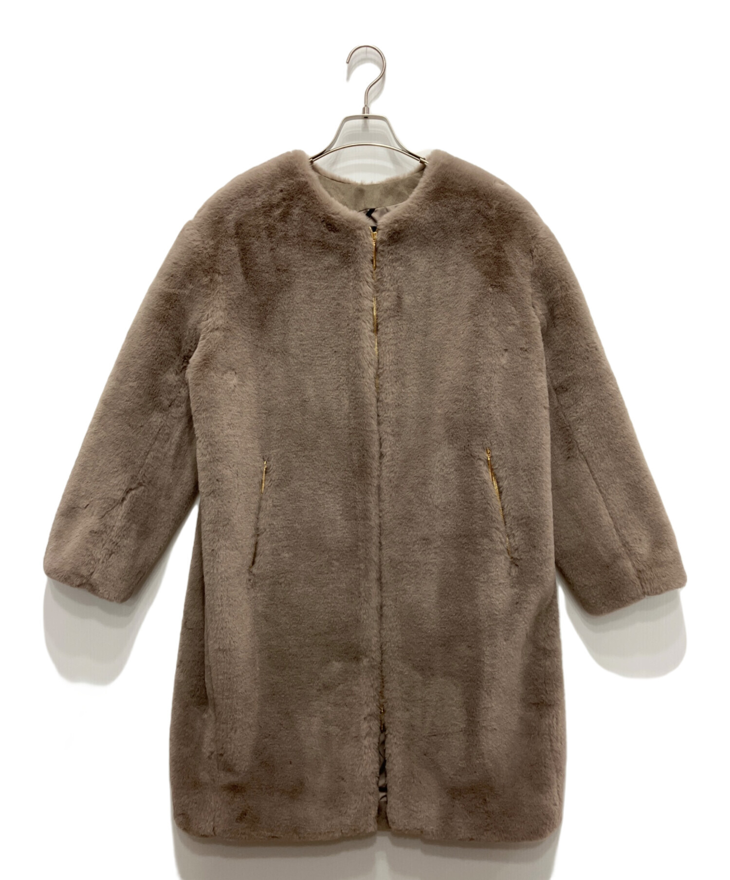 中古・古着通販】TATRAS (タトラス) TAMIL ノーカラーコート モカ