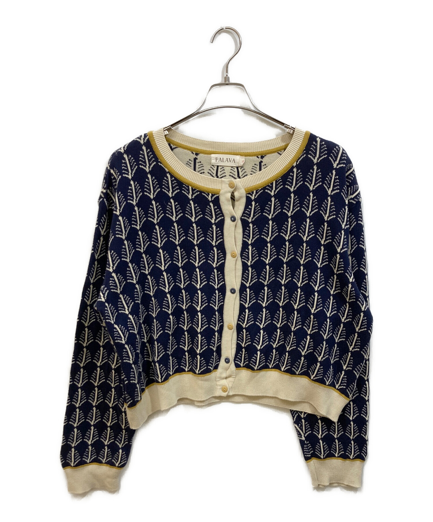 中古・古着通販】PALAVA (パラバ) ジャガードカーディガン ネイビー