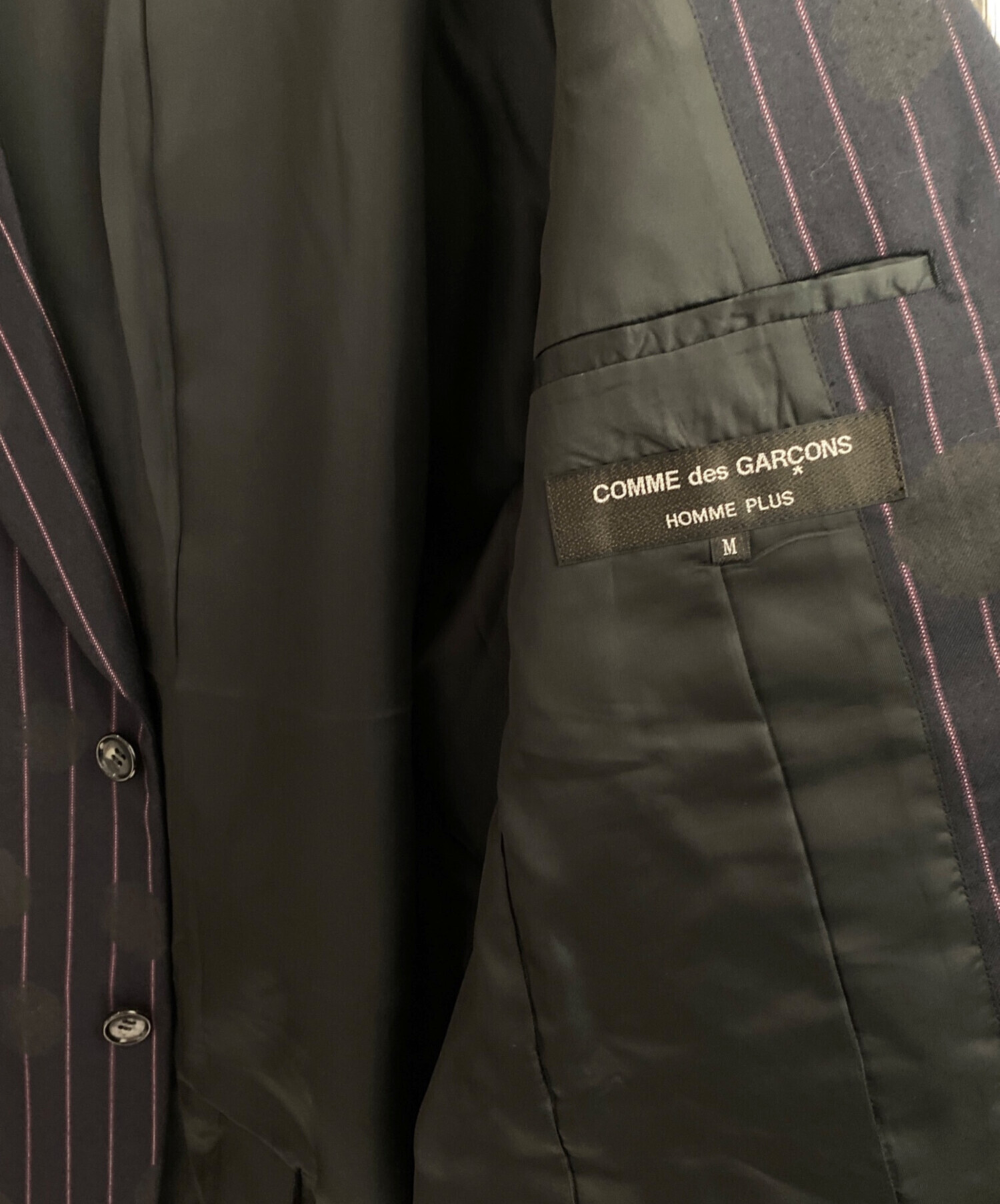 【美品】コムデギャルソンオムプリュス　テーラードジャケット　ストライプ　80s 中古・古着通販】COMME des GARCONS HOMME (コムデギャルソン