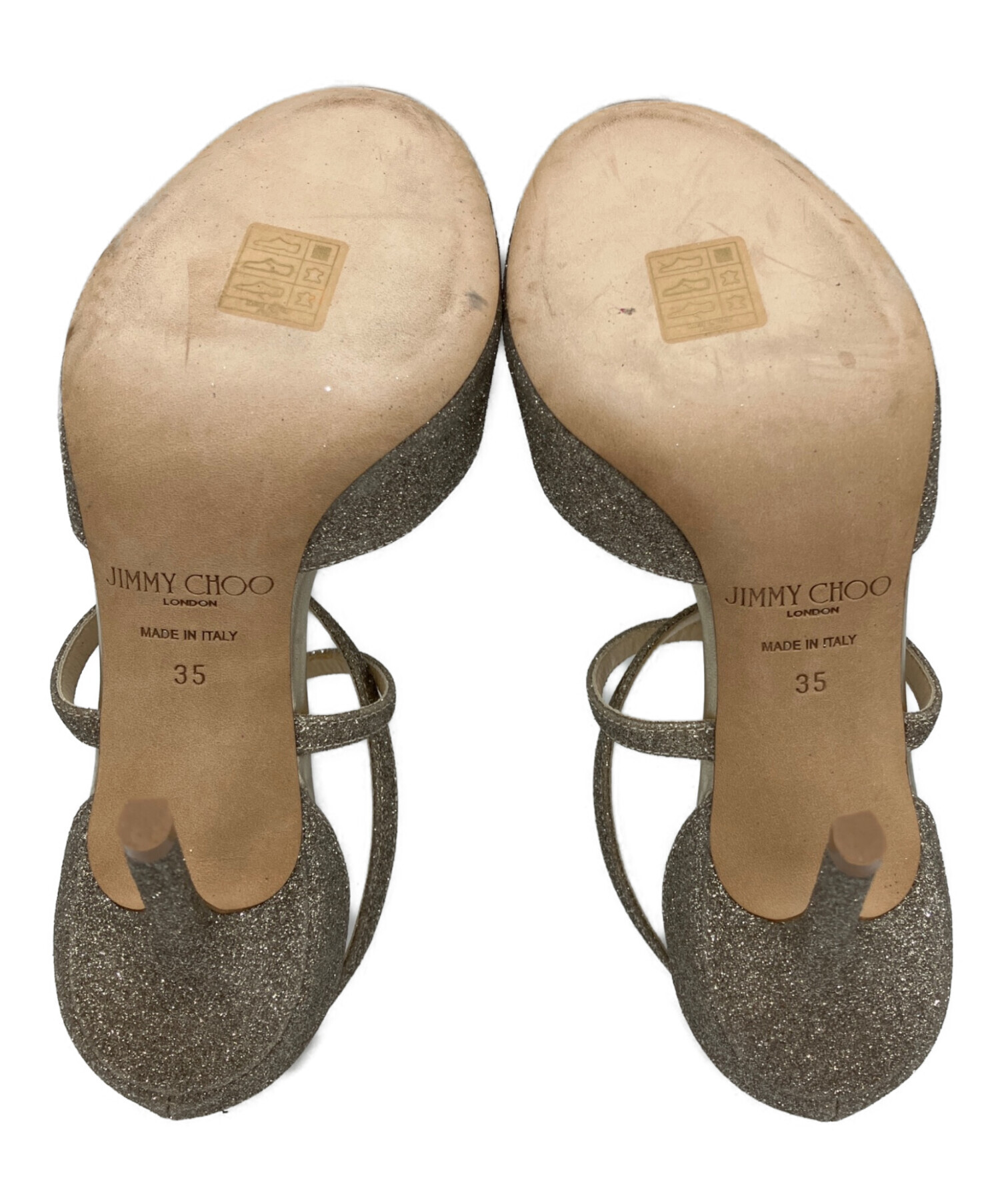 美品　Jimmy Choo シルバーサンダル 35 中古・古着通販】JIMMY CHOO (ジミーチュウ) アンクルストラップ