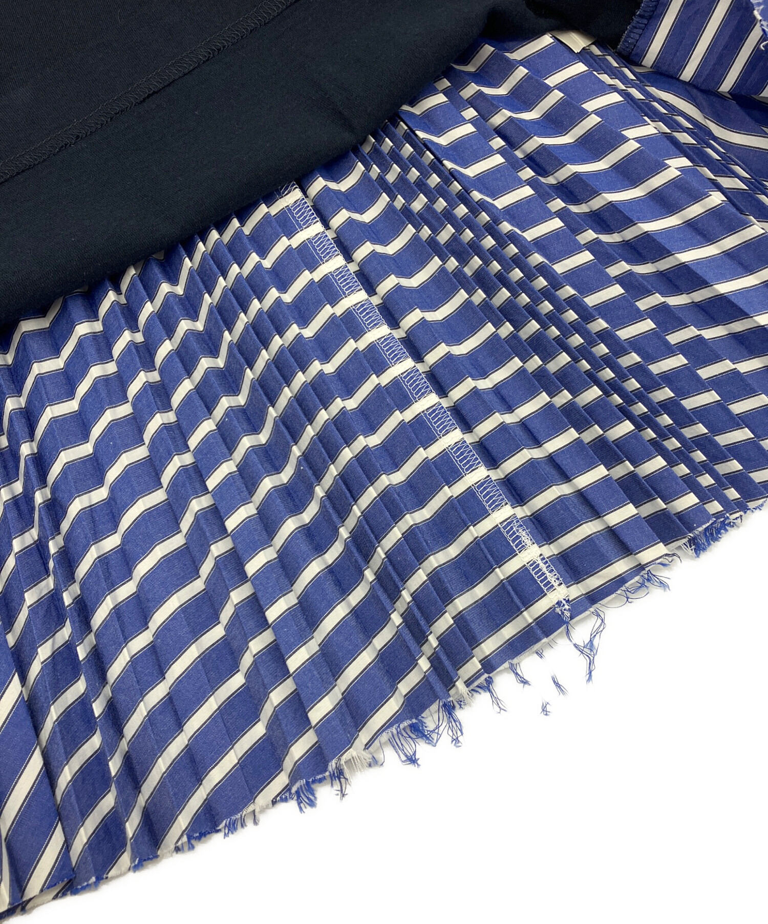 サカイ sacai チェック ドッキングシアーカーディガン ロイヤルブルー 中古・古着通販】sacai (サカイ) ドッキングS/Sカットソー SCW-024