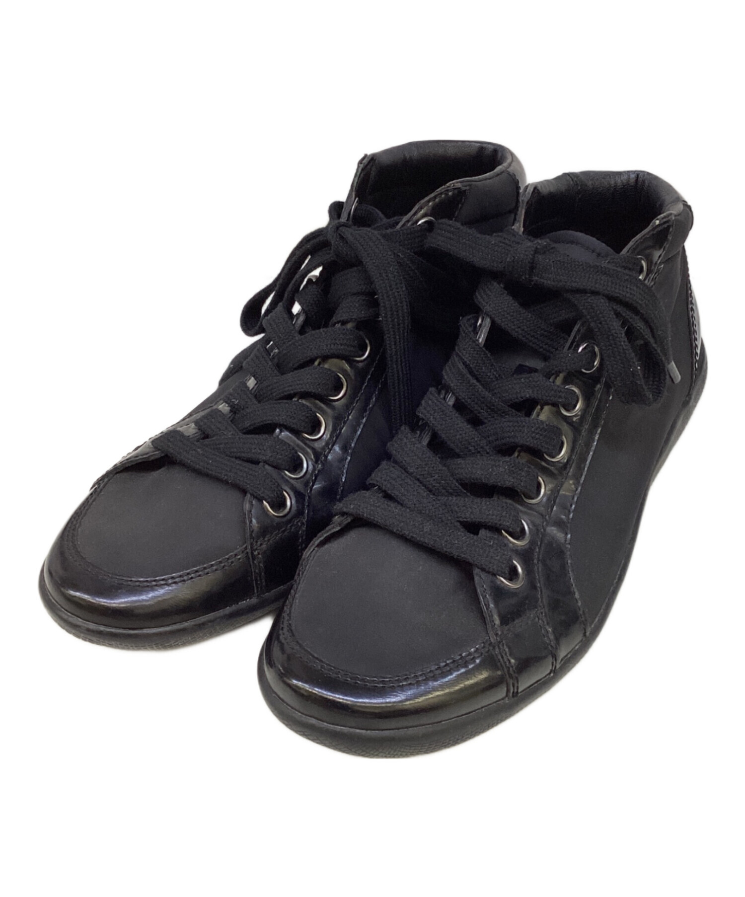 PRADA ハイカットスニーカー 黒 スエード 35.5 プラダスポーツ 中古・古着通販】PRADA SPORTS (プラダスポーツ) ハイカットスニーカー