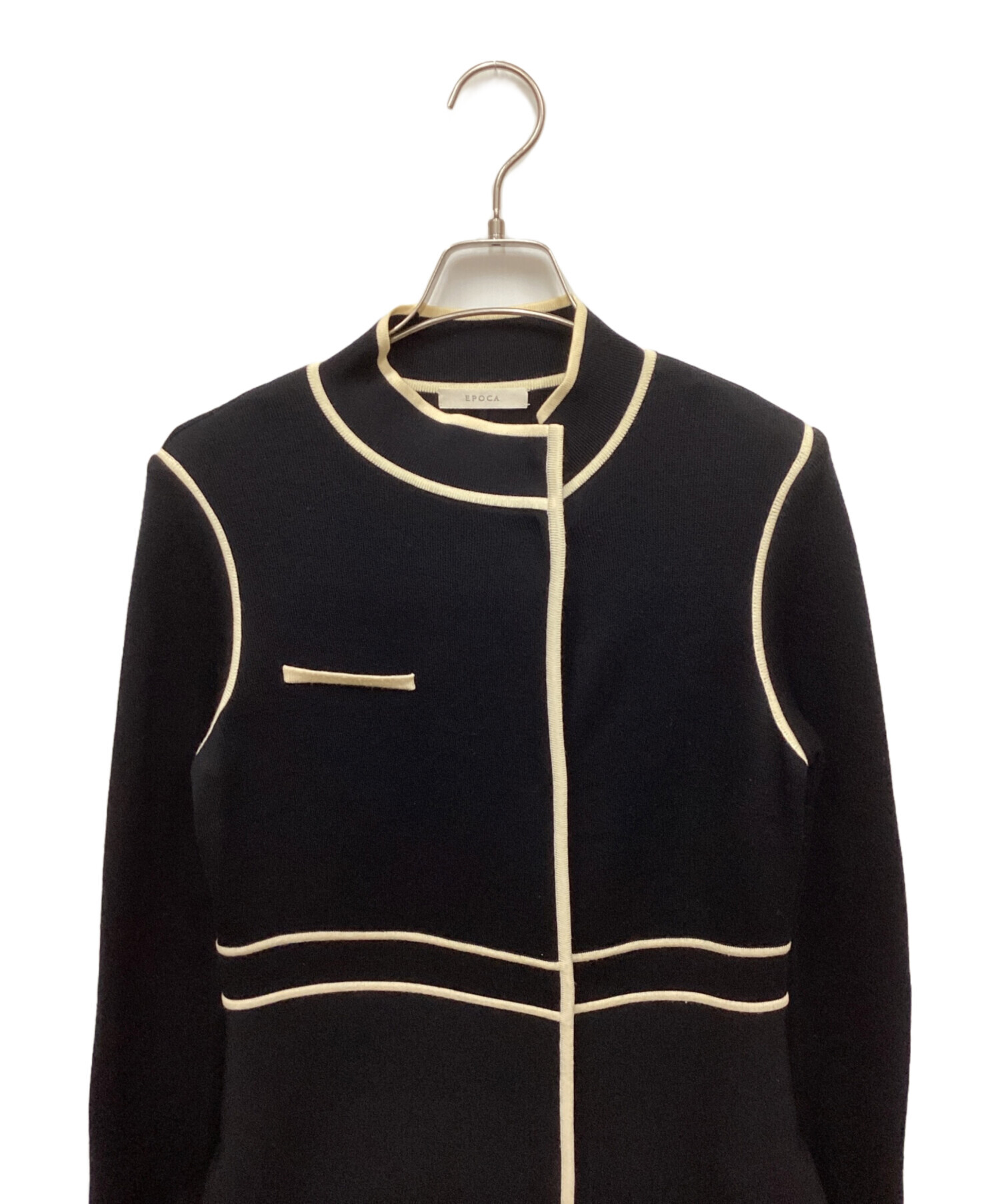 中古・古着通販】EPOCA (エポカ) パイピングニットコート ブラック