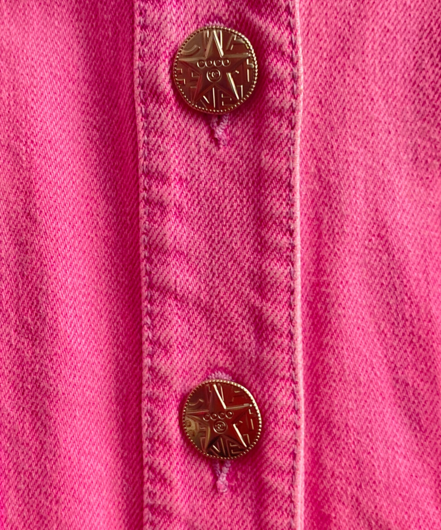 CHANEL セーラーカラージャケット 38 ピンク系 中古・古着通販】CHANEL (シャネル) ノーカラーデニムジャケット