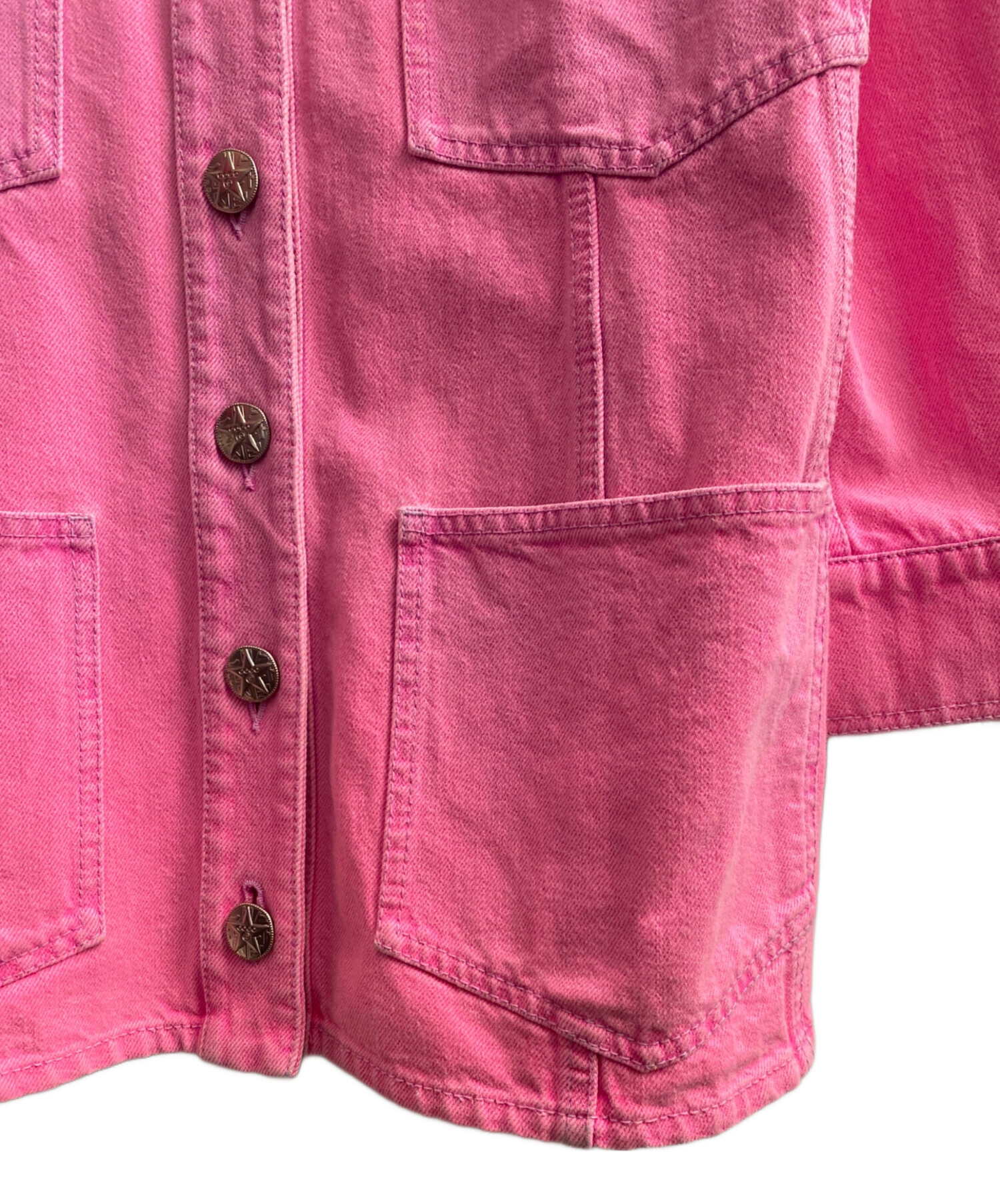 CHANEL セーラーカラージャケット 38 ピンク系 中古・古着通販】CHANEL (シャネル) ノーカラーデニムジャケット