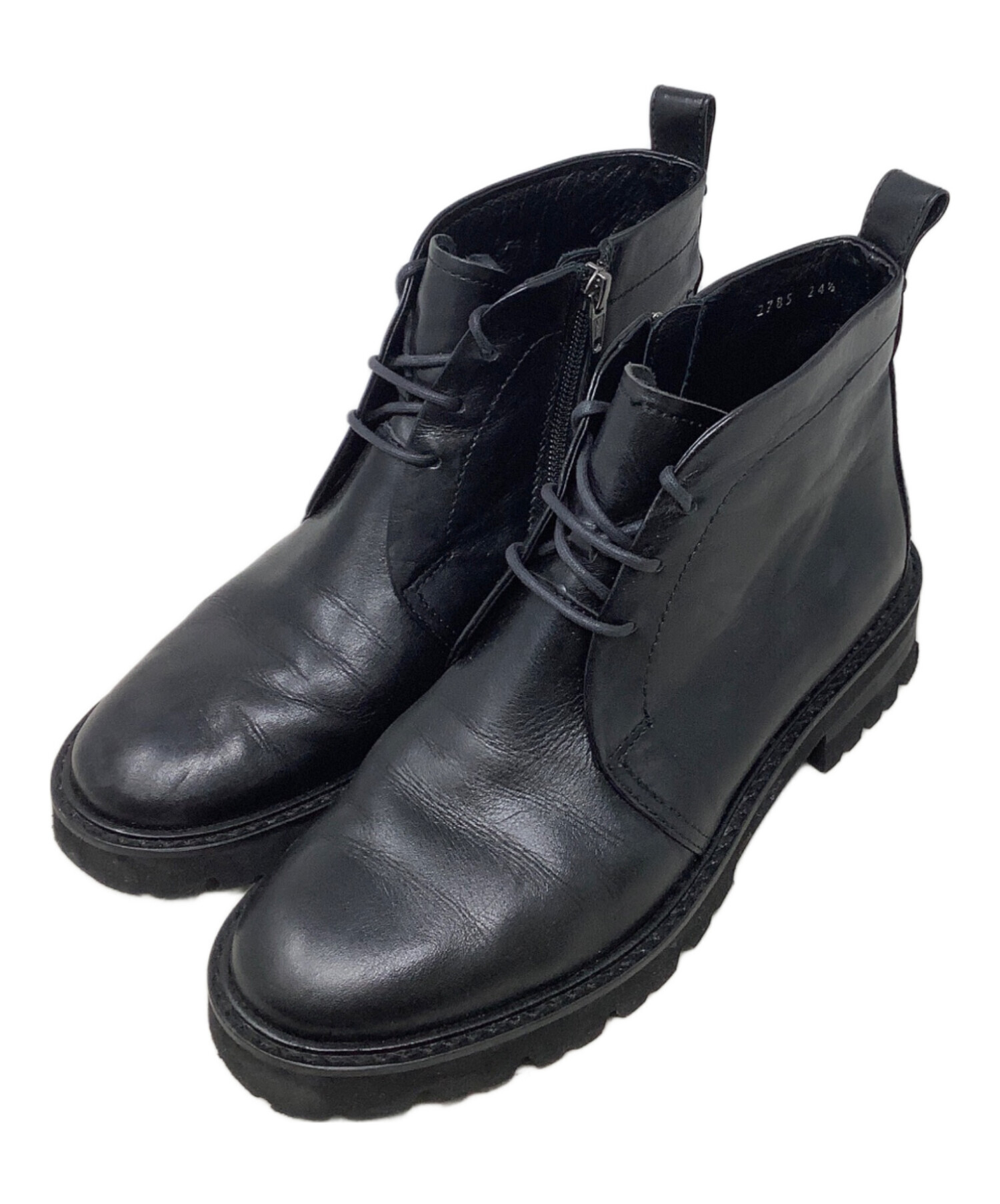 美品☆23.5【マーガレットハウエル】上質カーフレザー　チャッカブーツ　ブラック 中古・古着通販】MARGARET HOWELL idea (マーガレット ハウエル