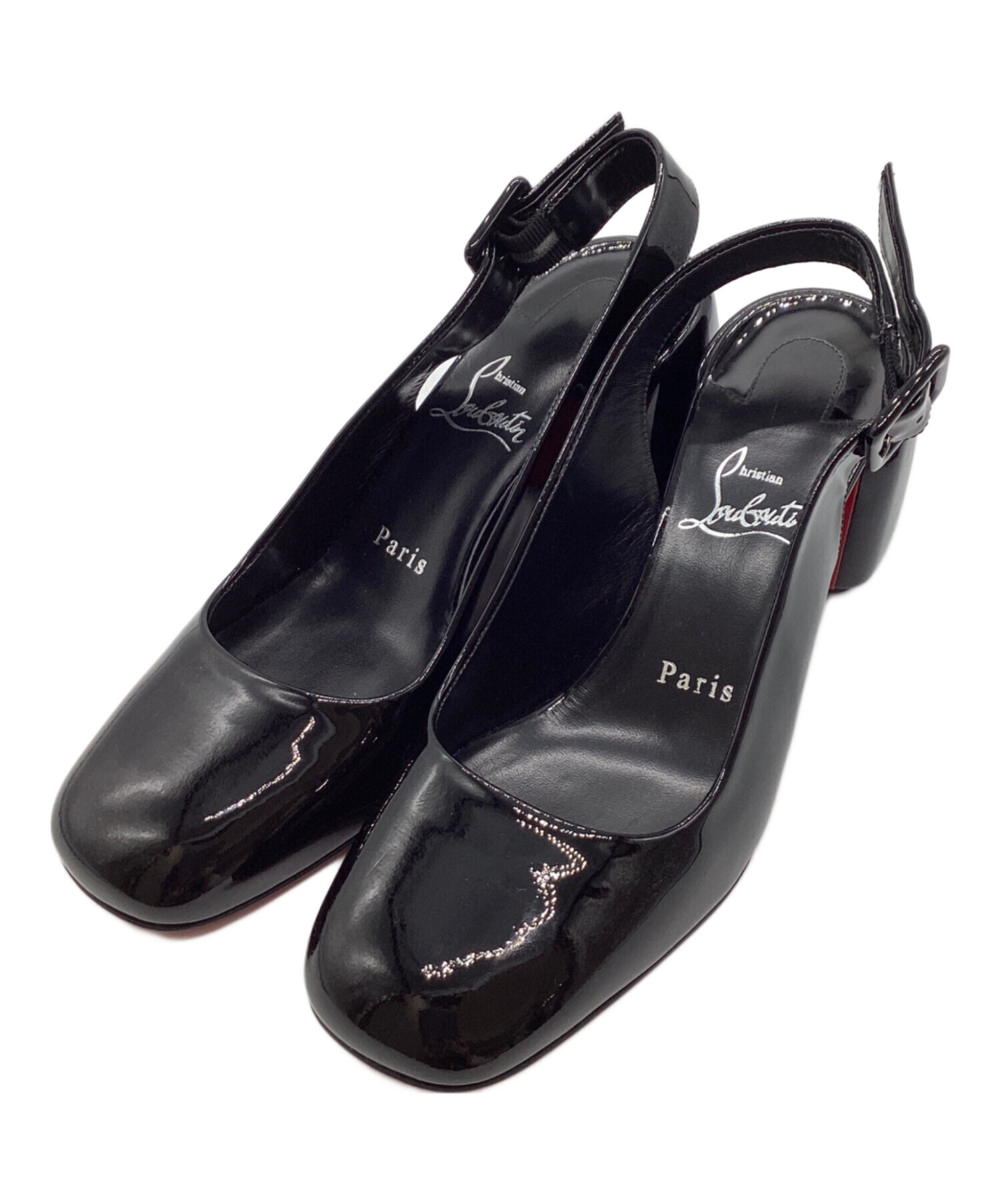 クリスチャンルブタン　バックストラップ パンプス スエード ブラック 35.5 中古・古着通販】Christian Louboutin (クリスチャン・ルブタン