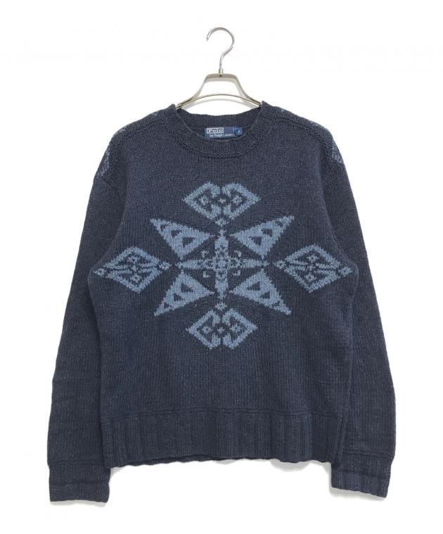 【送料無料】ラルフローレン　ハンドメイドニット Ralph Lauren - 手編み 90s LAUREN ラルフローレン ノルディック