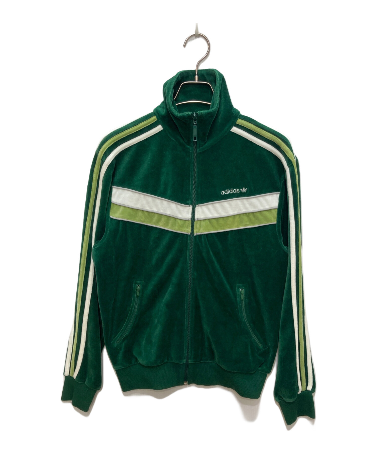 adidas トラックジャケット　ベロア　グリーン 中古・古着通販】adidas (アディダス) ベロアトラックジャケット