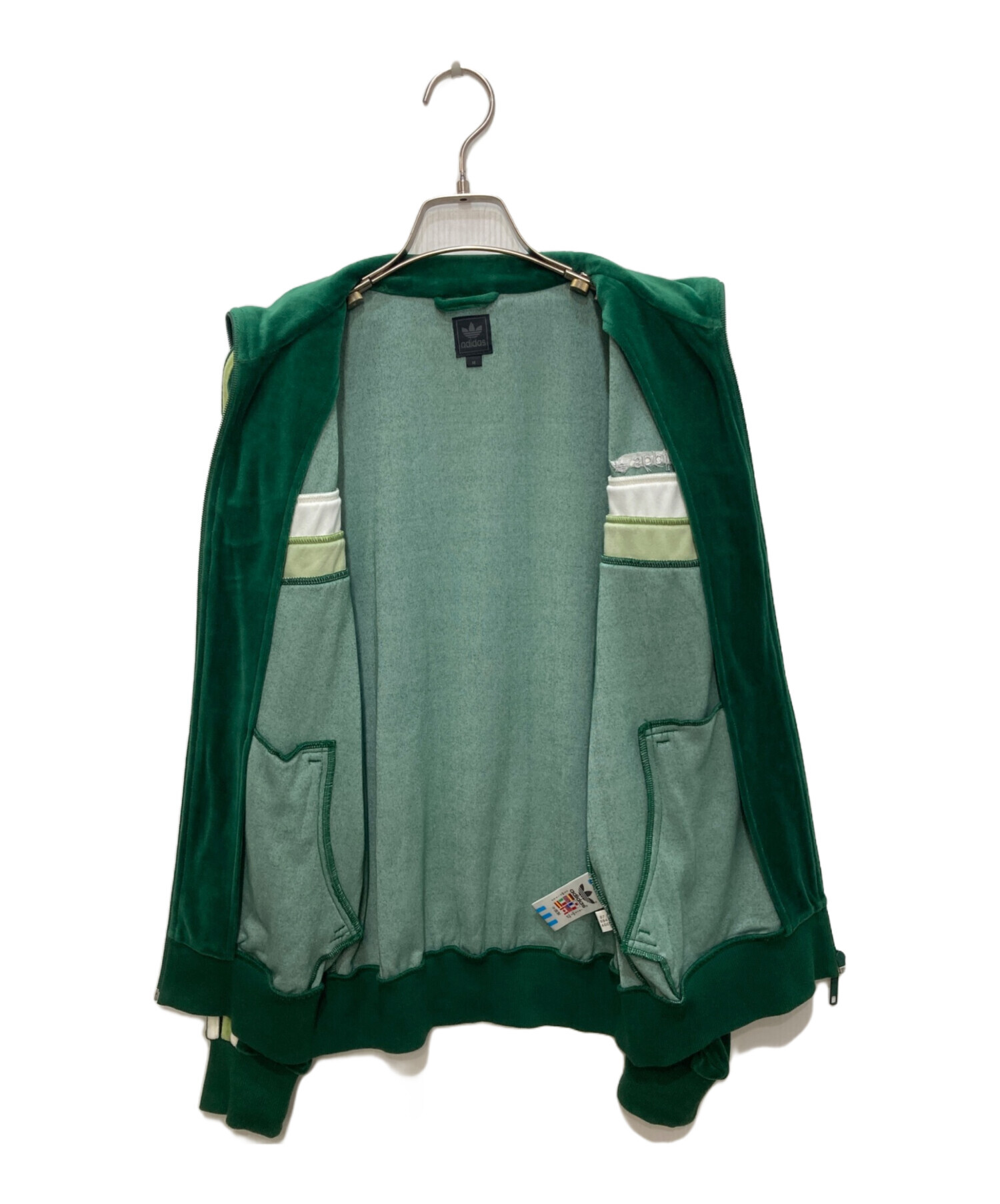 アディダス ダークグリーン ベロアトラックジャケット 2XL 中古・古着通販】adidas (アディダス) ベロアトラックジャケット