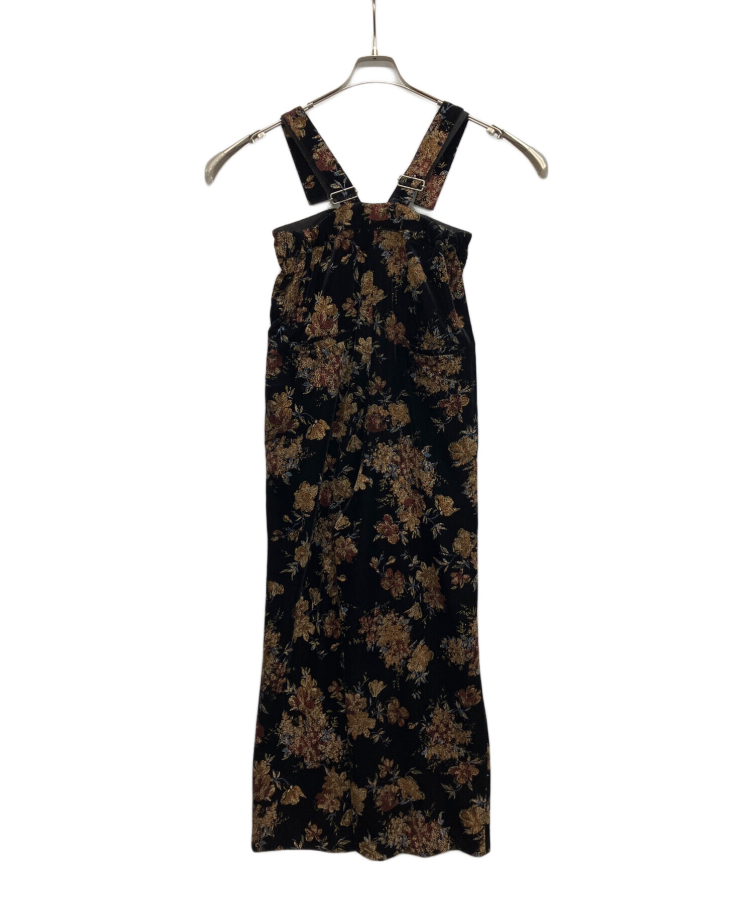 中古・古着通販】Ameri (アメリ) FLOWER PRINT VELOUR PANTS ブラック