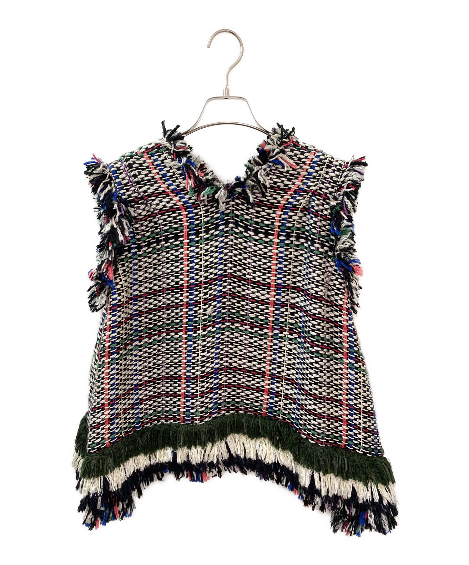 中古・古着通販】sacai (サカイ) ツイードフリンジニットベスト マルチ