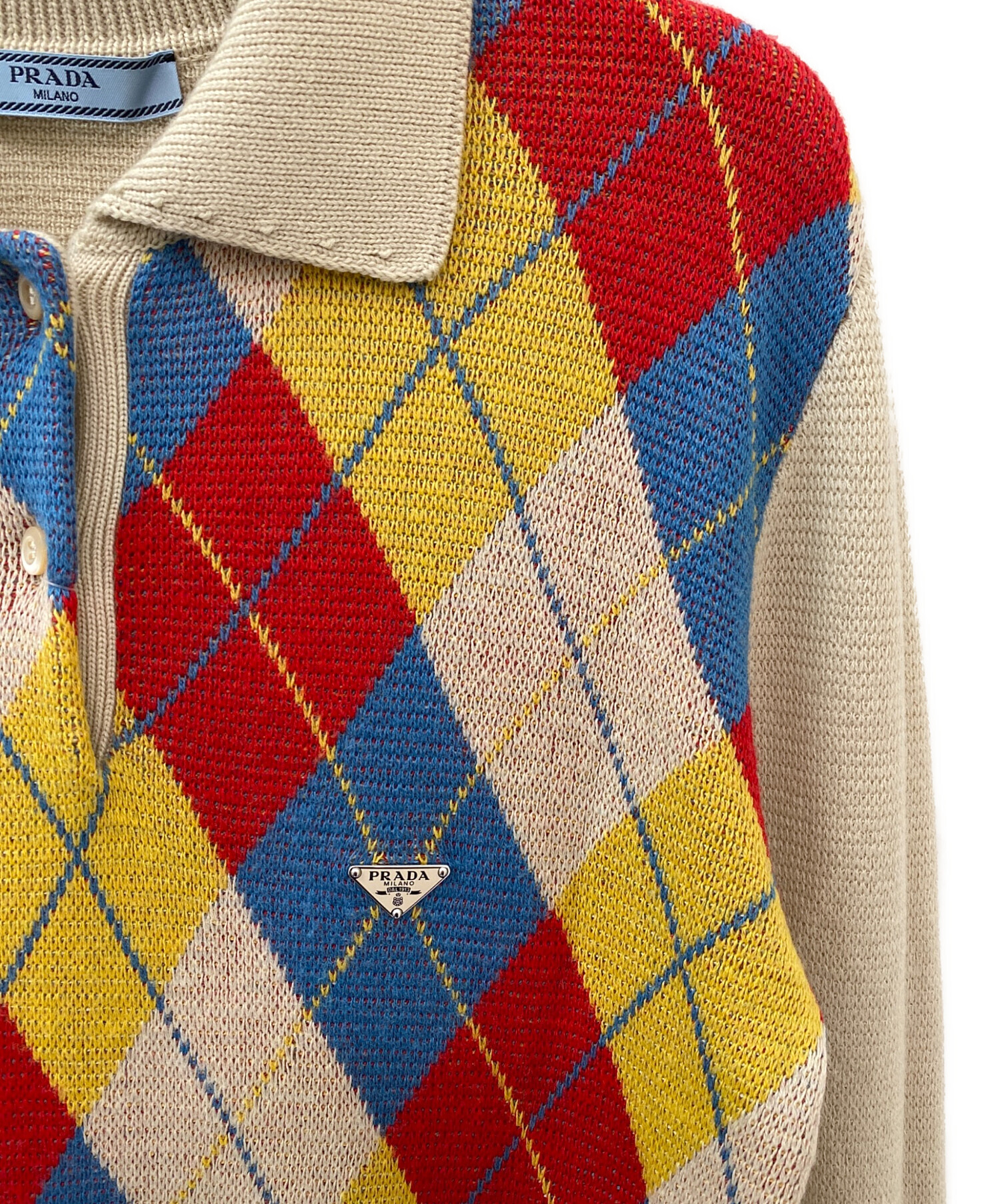 中古・古着通販】PRADA (プラダ) アーガイルニット ウール ポロシャツ