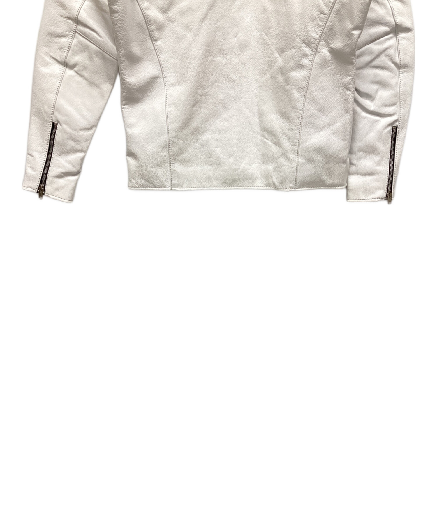 ホワイト シングルライダースジャケット　フリーダム　ヴィンテージ　３８ 中古・古着通販】FREEDOM (フリーダム) シングルライダース