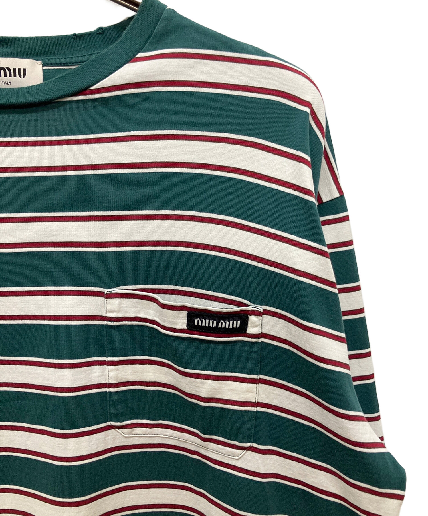 【ミュウミュウ】コットンジャージー 長袖Tシャツ ミュウミュウ コットンジャージー 長袖tシャツ mjl014|スーパー