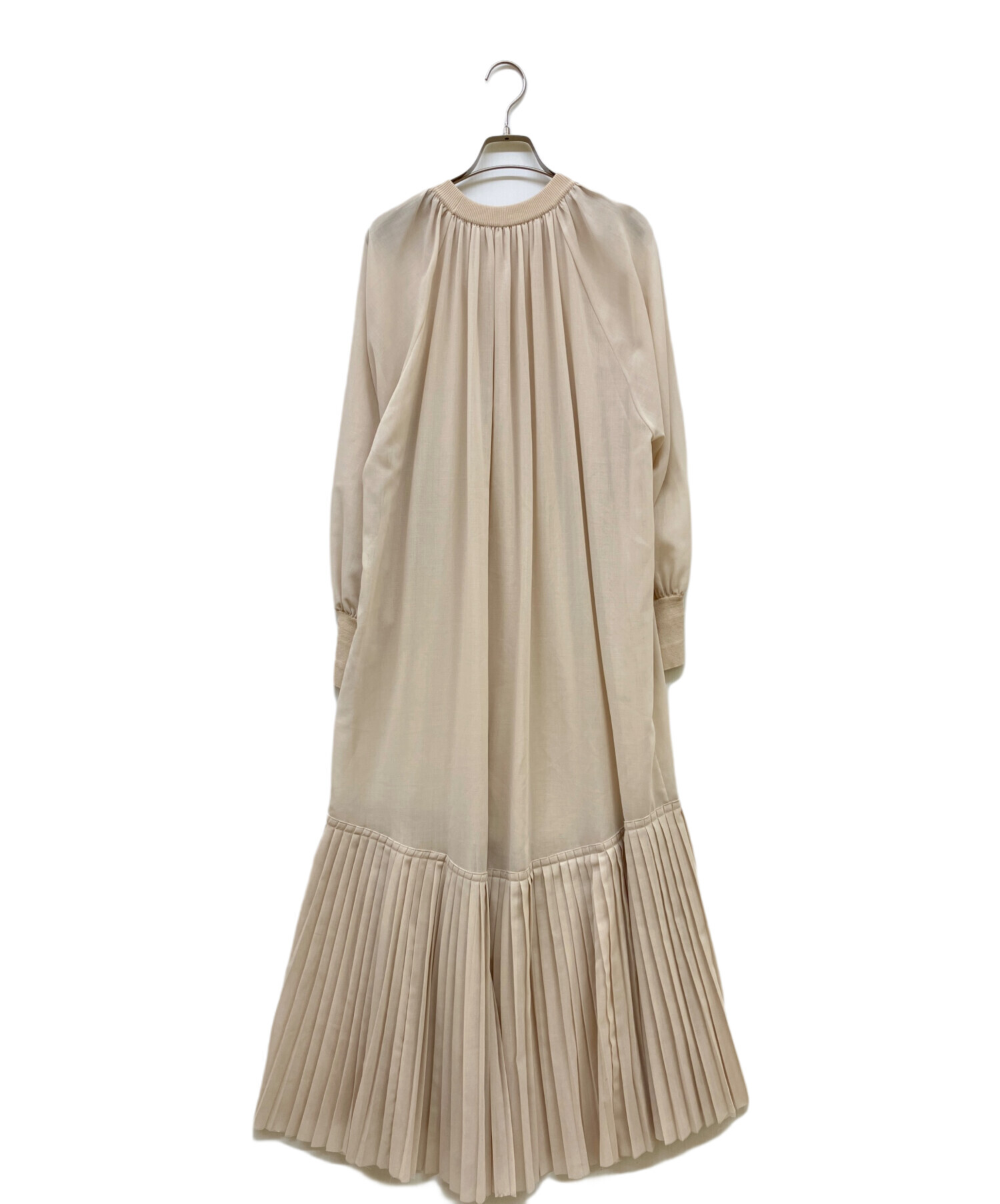 中古・古着通販】HYKE (ハイク) SHIRRED VOILE DRESS ベージュ サイズ 