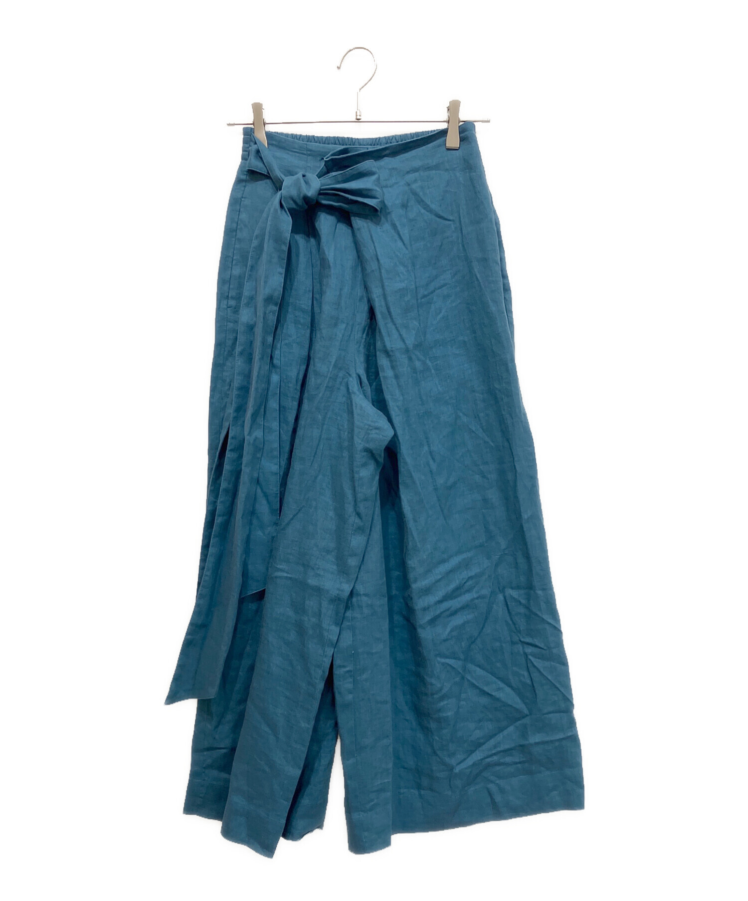 中古・古着通販】HYKE (ハイク) LINEN WIDE LEG PANTS ブルー サイズ:1
