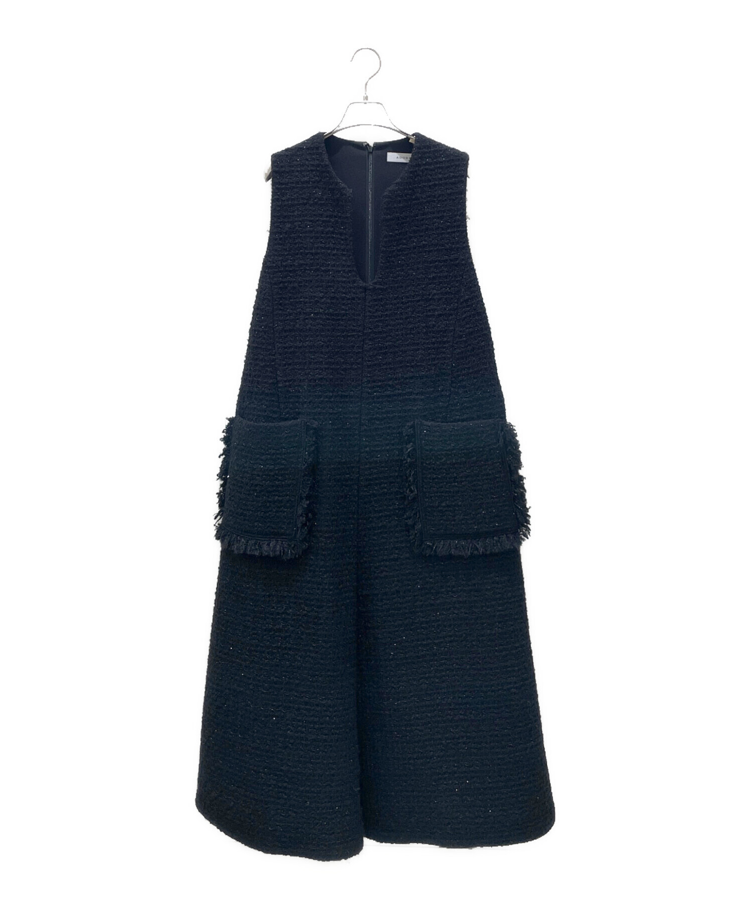 中古・古着通販】ADORE (アドーア) ブラックラメツィードワンピース