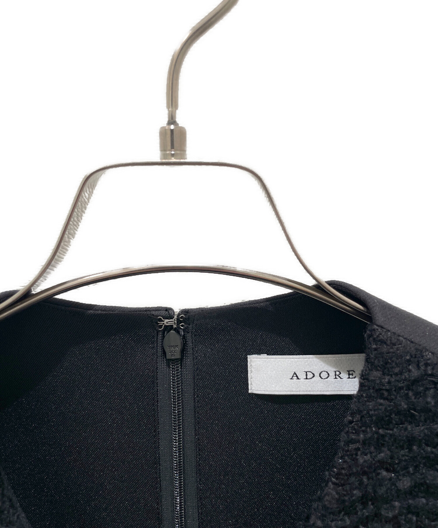 中古・古着通販】ADORE (アドーア) ブラックラメツィードワンピース 