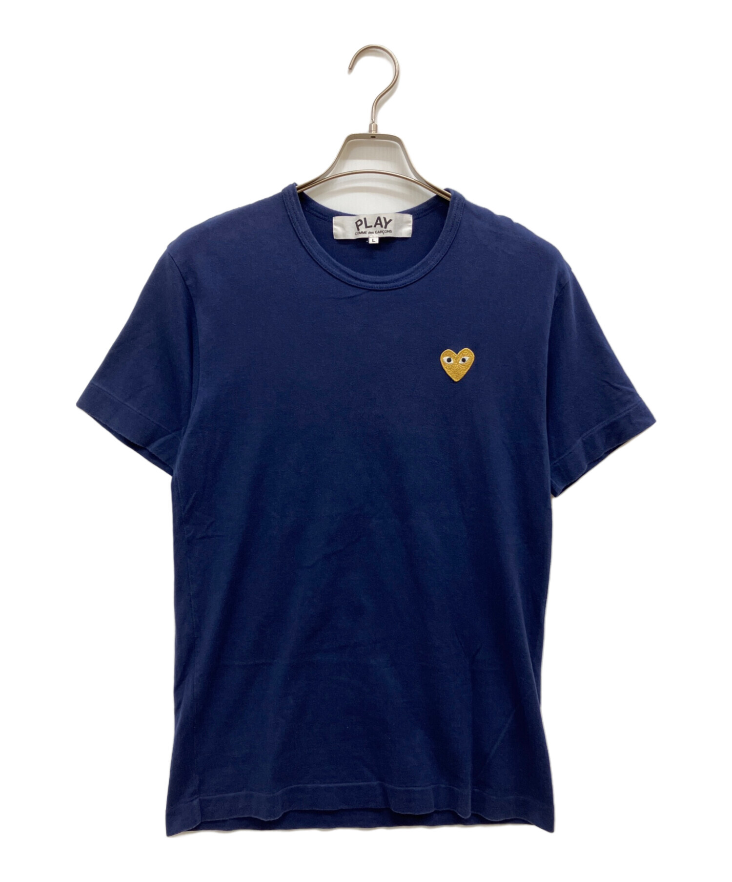 【激レア】コムデギャルソン　Tシャツ　完売モデル　プレイ　刺繍　ネイビー 中古・古着通販】PLAY COMME des GARCONS (プレイコムデギャルソン