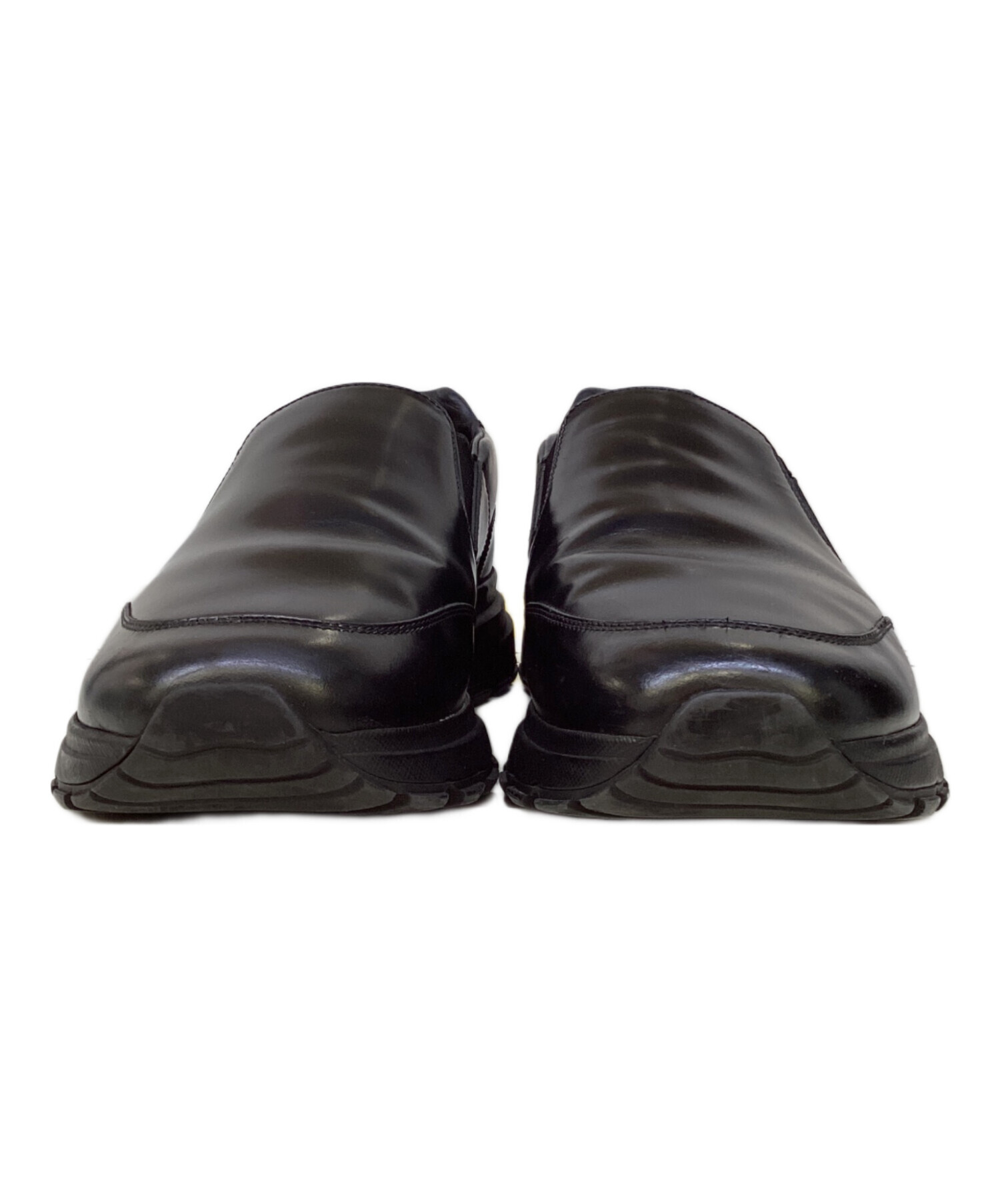 プラダ　ブラック ドレスシューズ　295116 黒　8 中古・古着通販】PRADA (プラダ) レザースニーカー ブラック サイズ:7