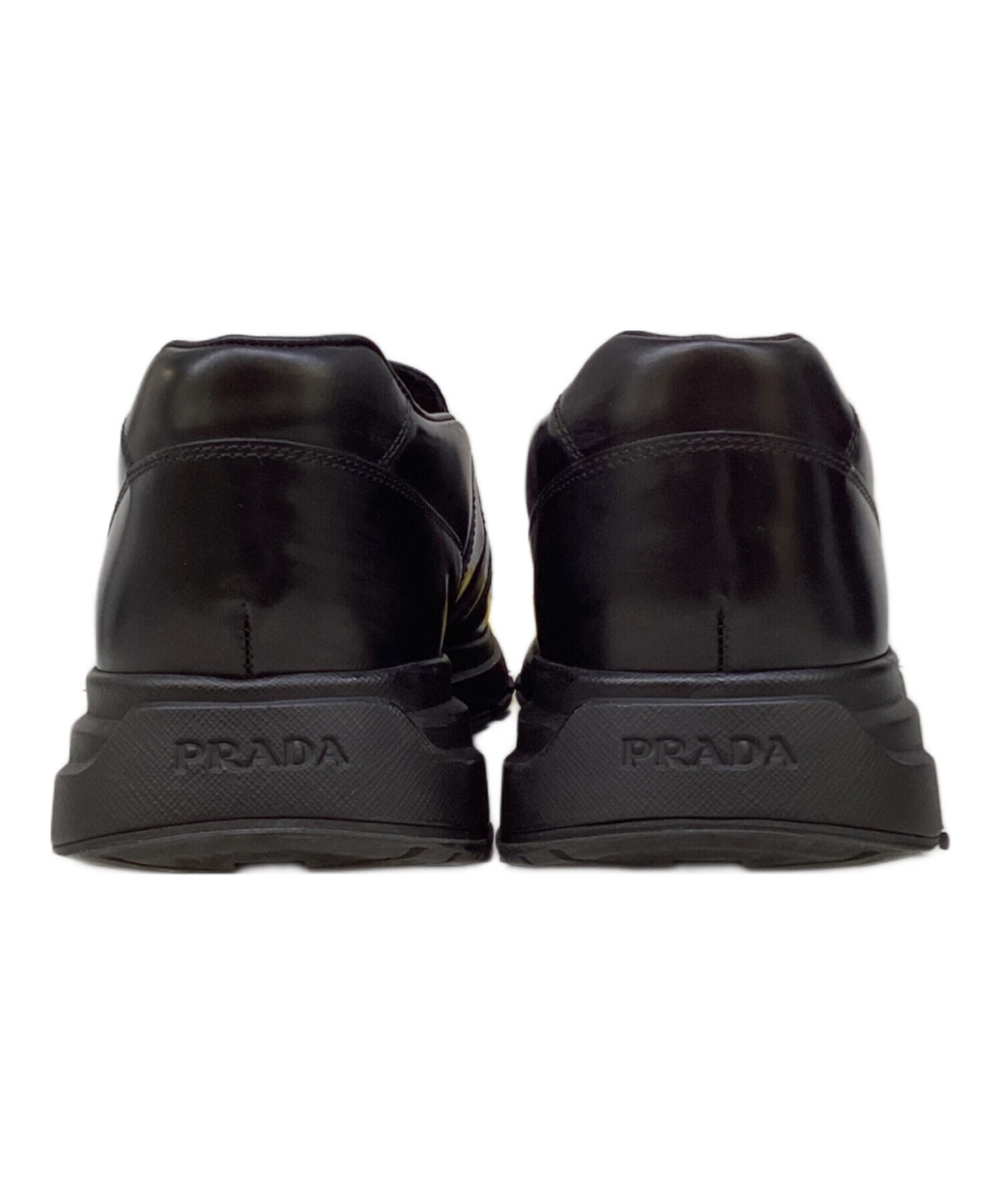 中古・古着通販】PRADA (プラダ) レザースニーカー ブラック サイズ:7