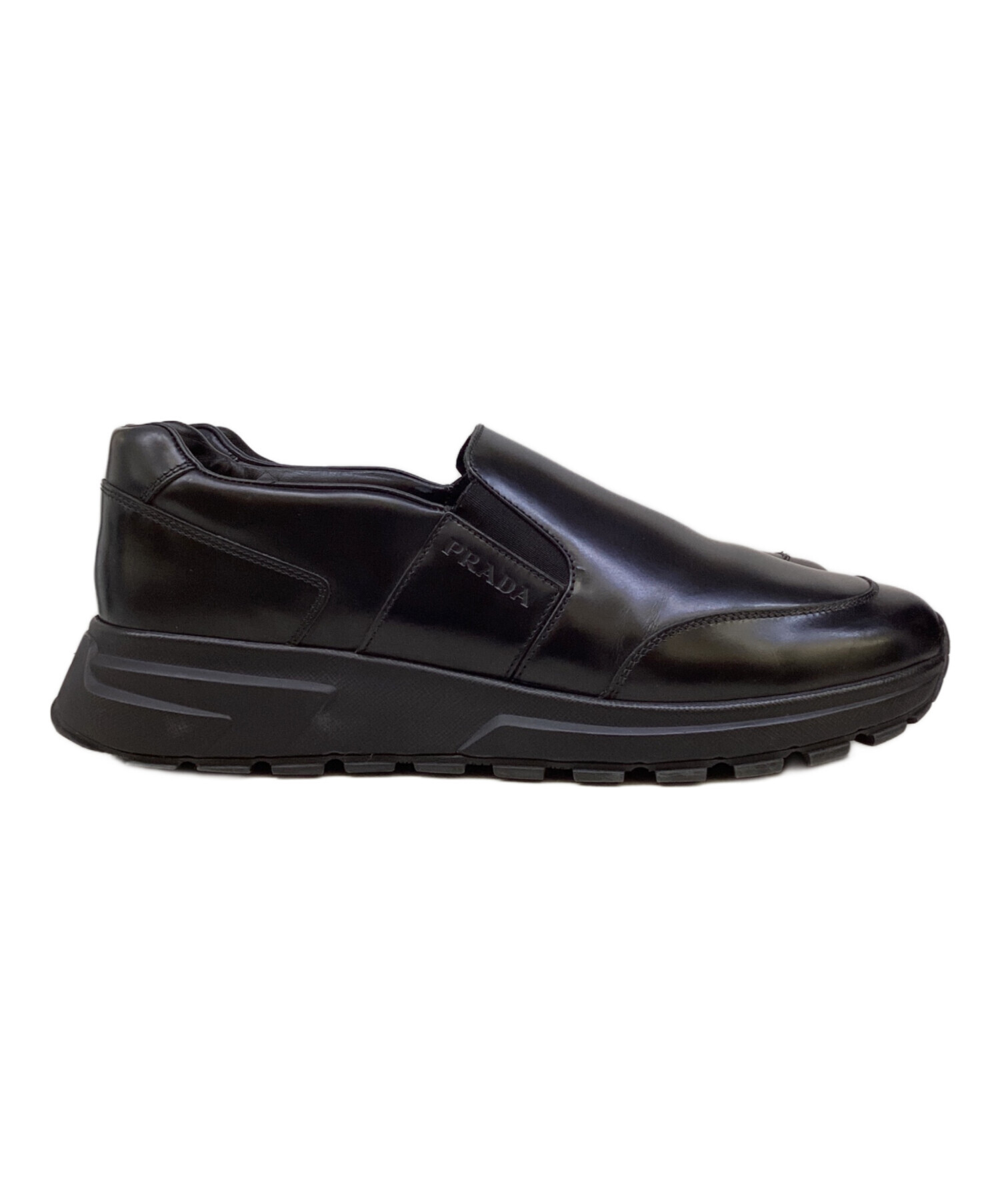 中古・古着通販】PRADA (プラダ) レザースニーカー ブラック サイズ:7