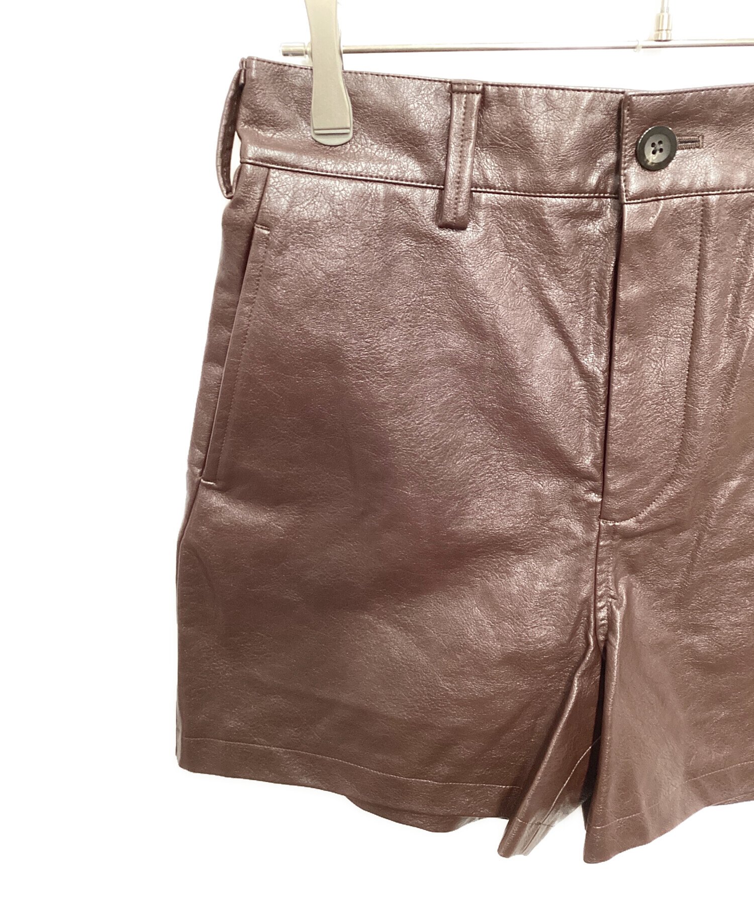 NKNIT ブラウン ショートパンツ 合成皮革 中古・古着通販】NKNIT (ンニット) vegan leather short pants
