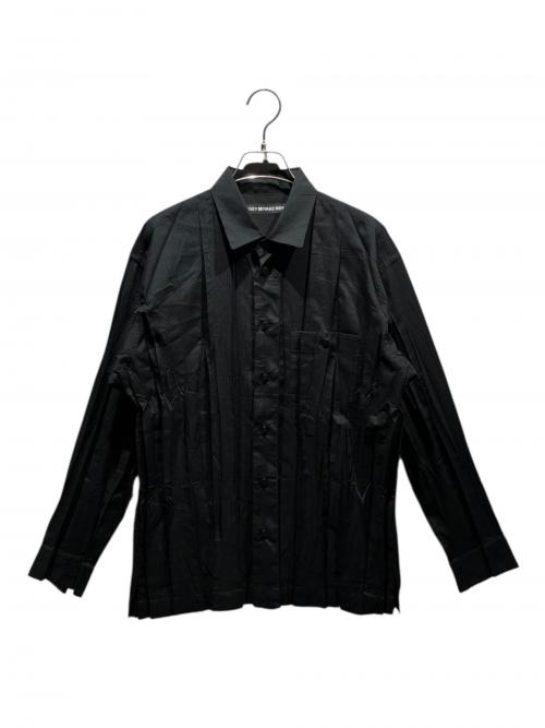 イッセイミヤケ　ビンテージ　皺加工　ランダムプリーツ　黒シャツブラウス 中古・古着通販】ISSEY MIYAKE (イッセイミヤケ) シワ加工シャツ